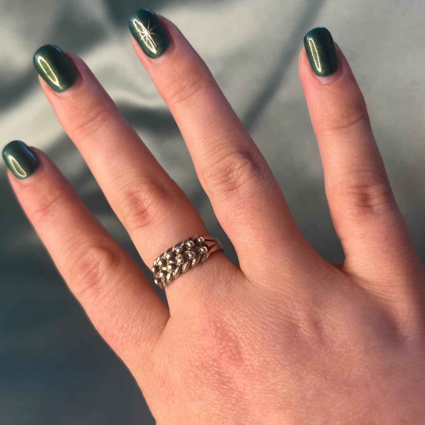 Silver Beaded Cluster Ring