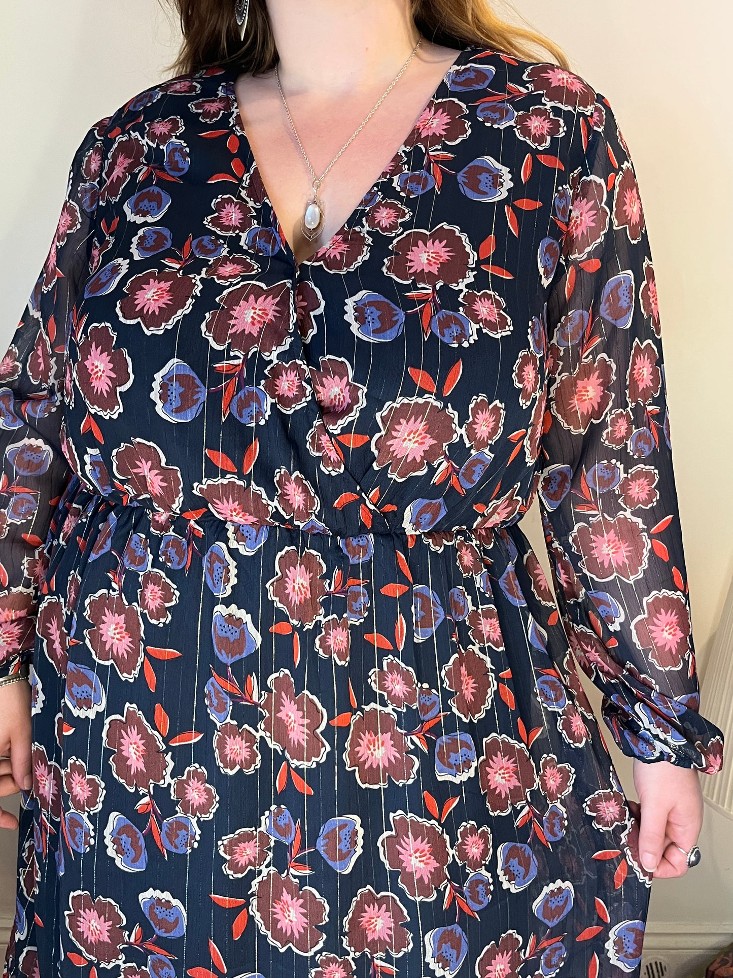 Dark floral midi dress - UK 24