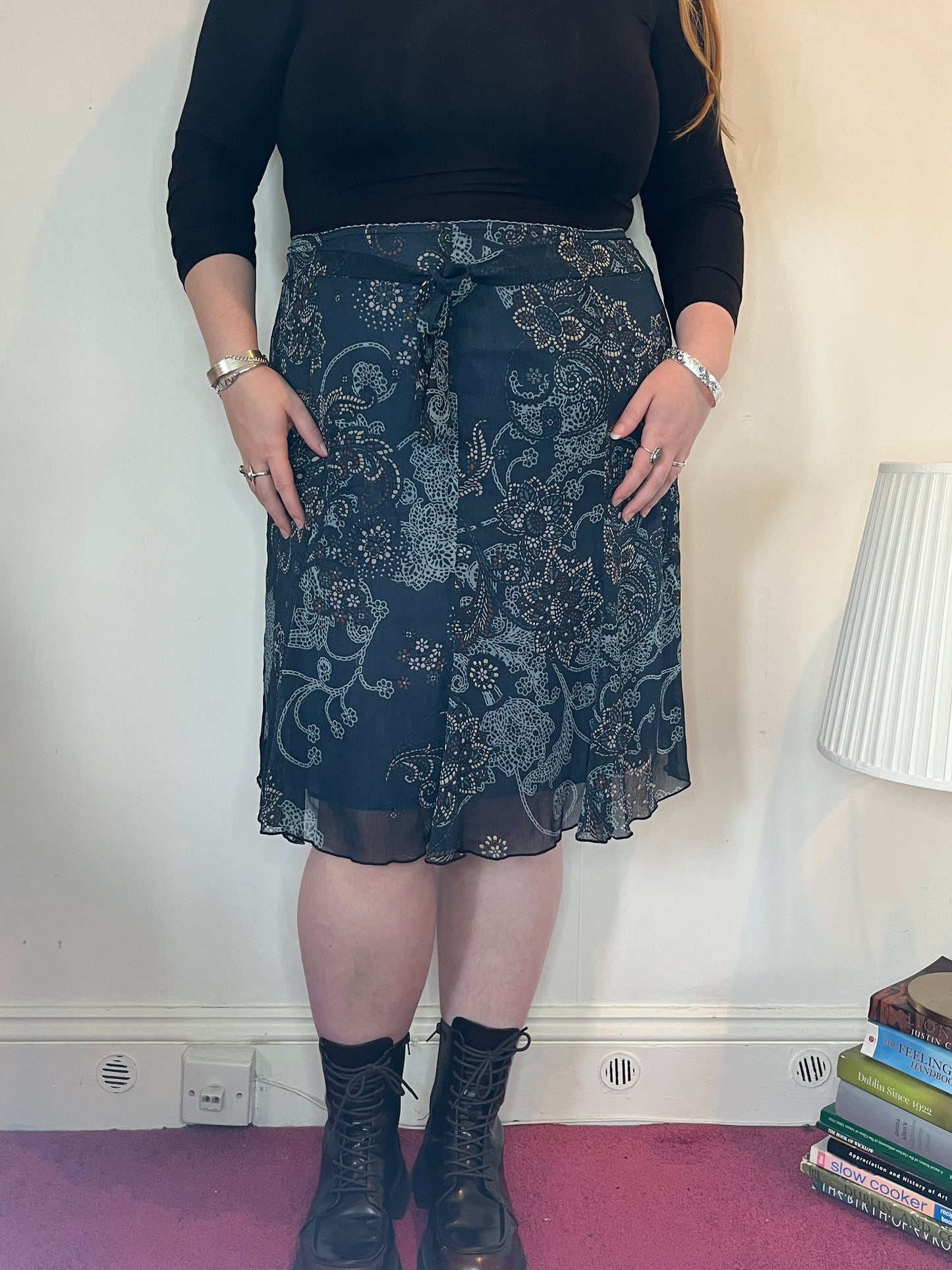 Vintage blue chiffon skirt - UK 26