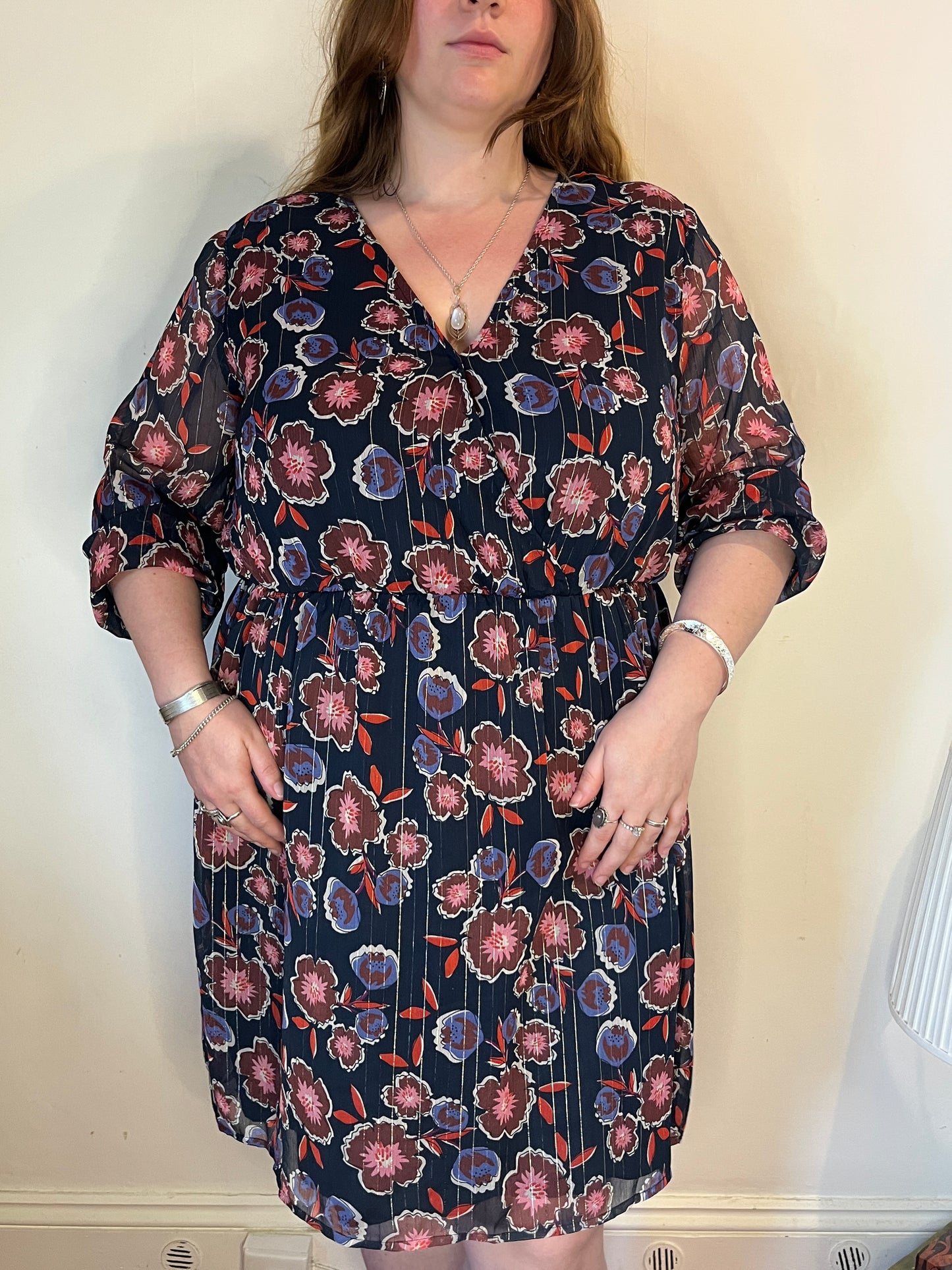 Dark floral midi dress - UK 24
