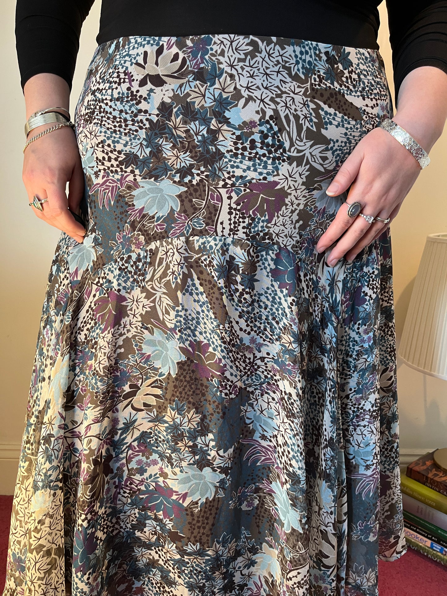 Vintage Floral Mesh Midi Skirt – UK 20