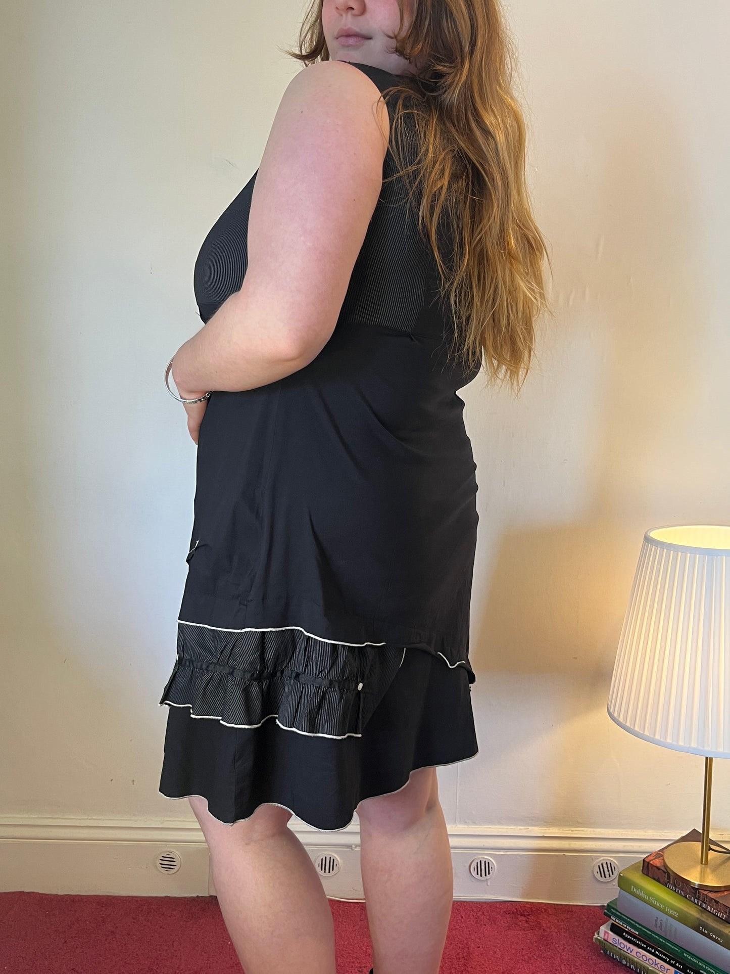 Vintage black layered mini dress - UK 20