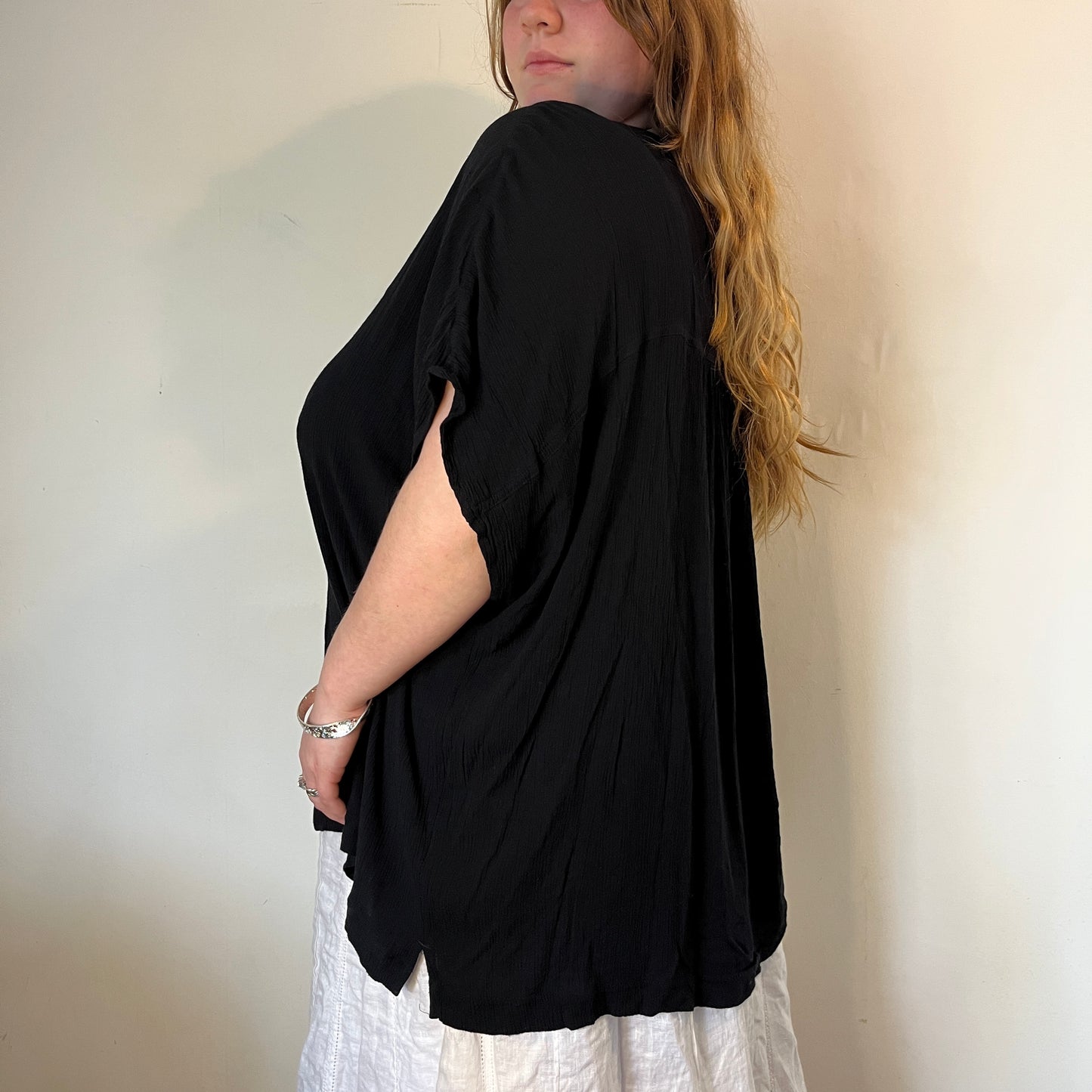 Oversized Black Button-Up Shirt – UK 26