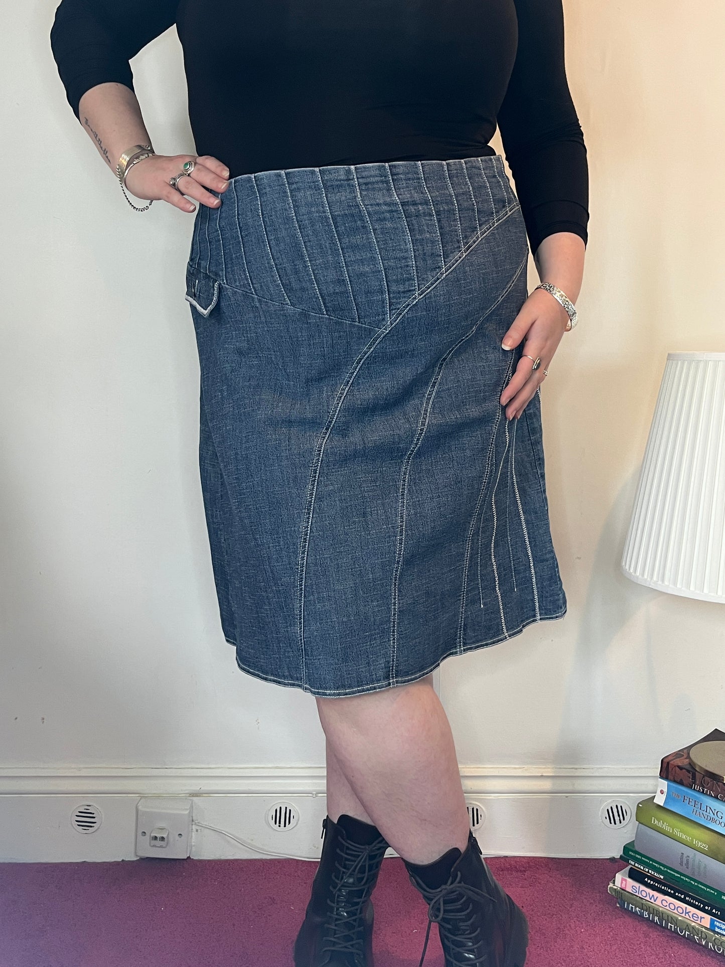 Vintage Denim Midi Skirt - UK 22