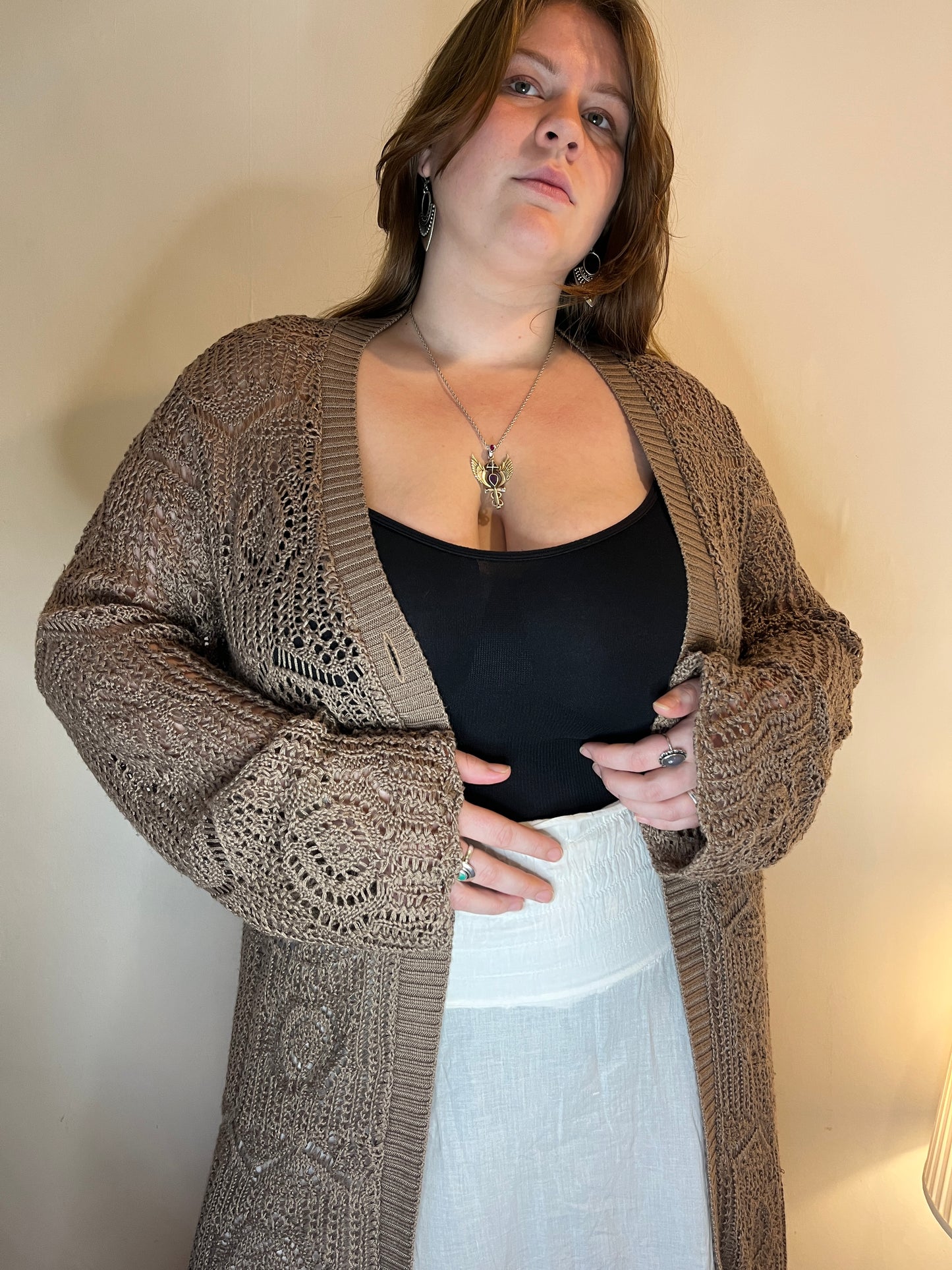 Vintage brown crochet cardigan