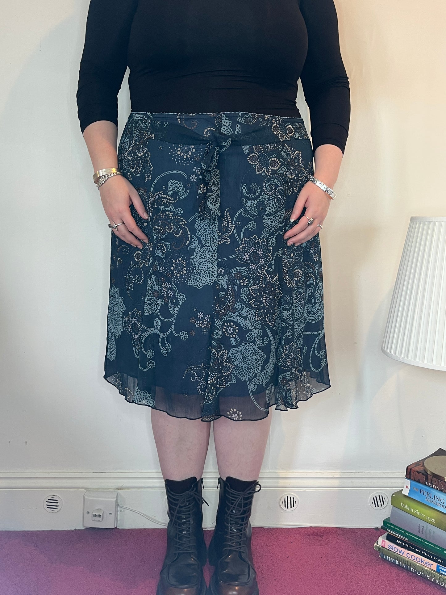 Vintage blue chiffon skirt - UK 26