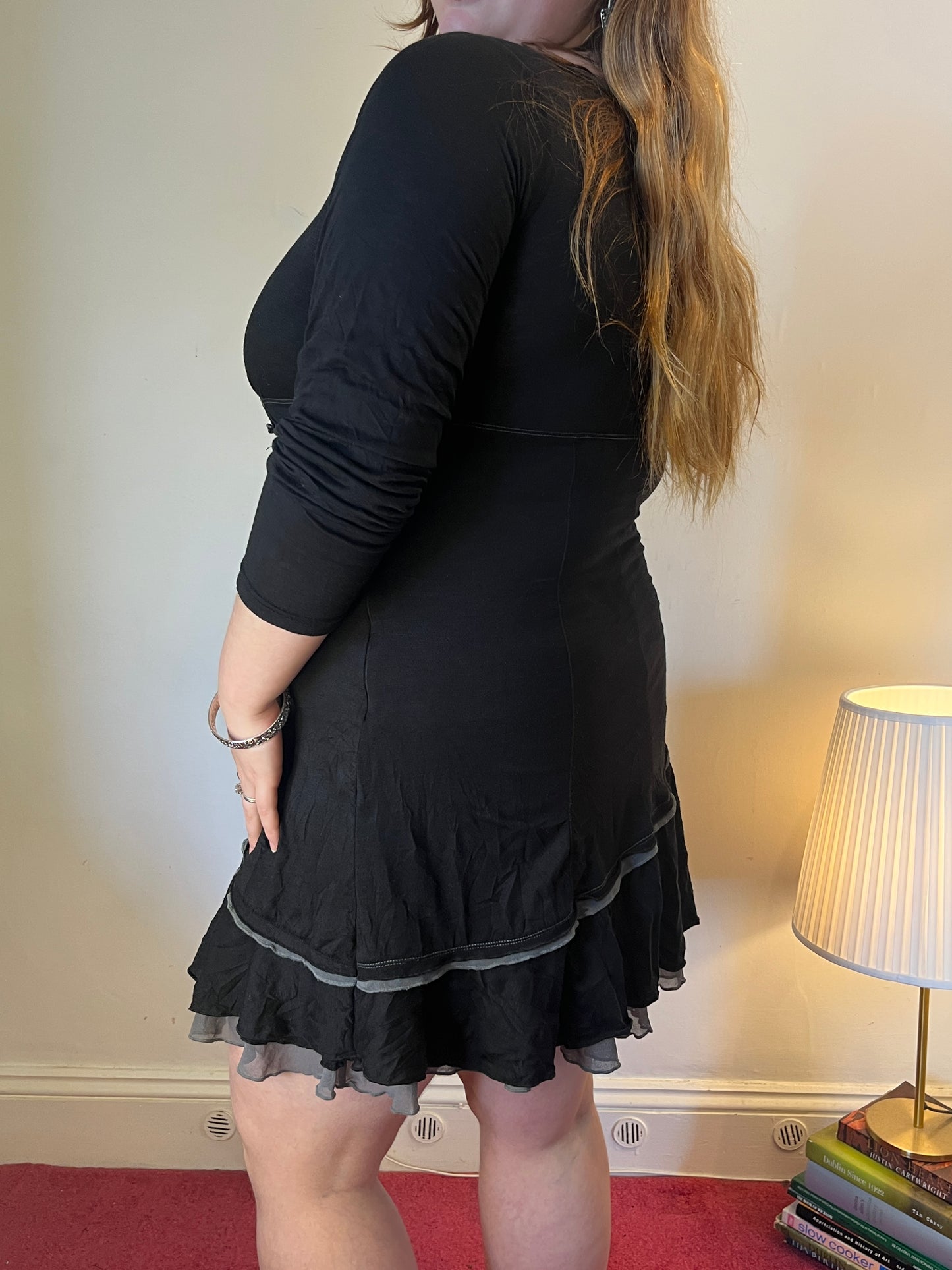 Vintage Y2K layered black mini dress - UK 18