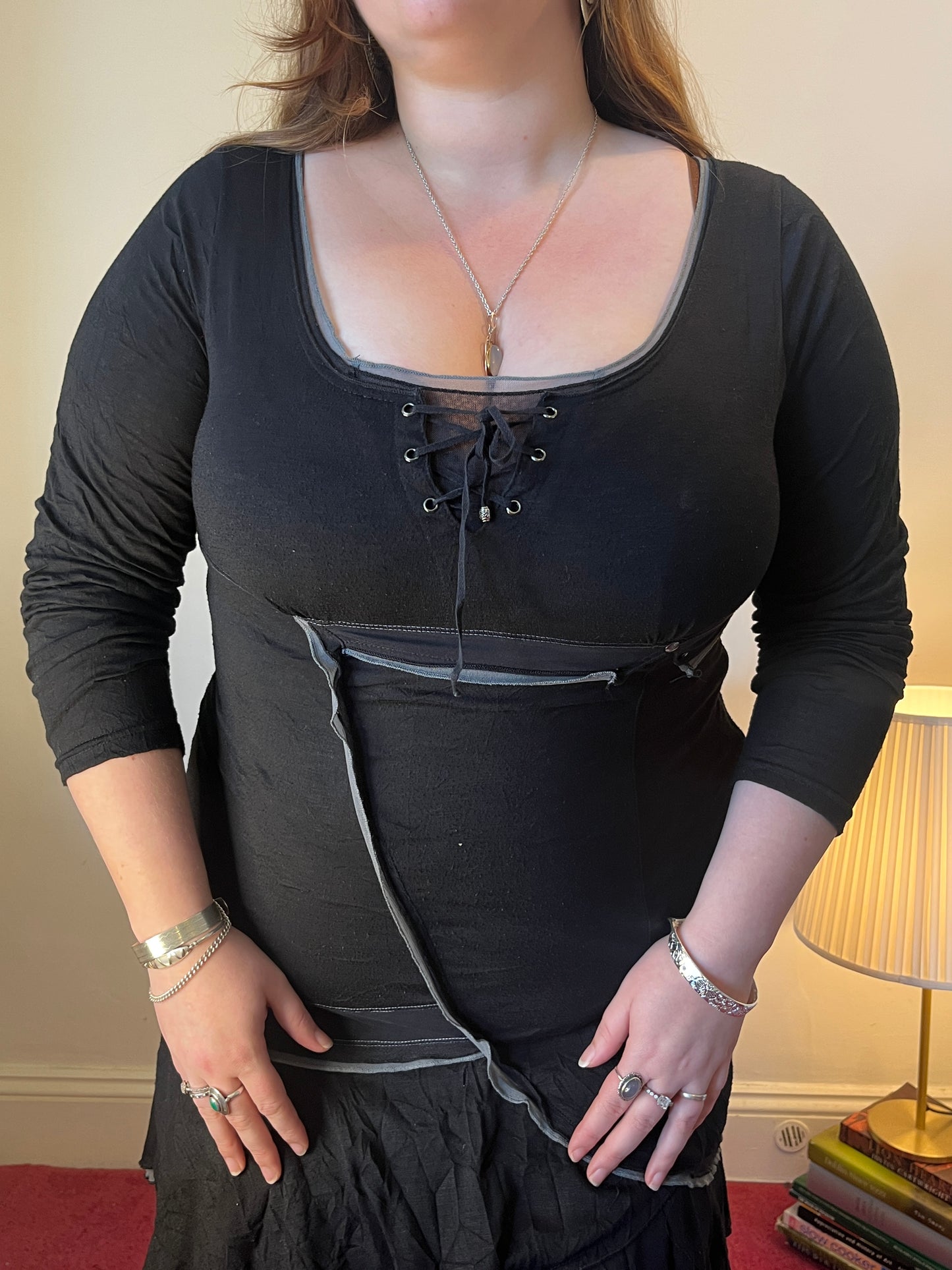 Vintage Y2K layered black mini dress - UK 18