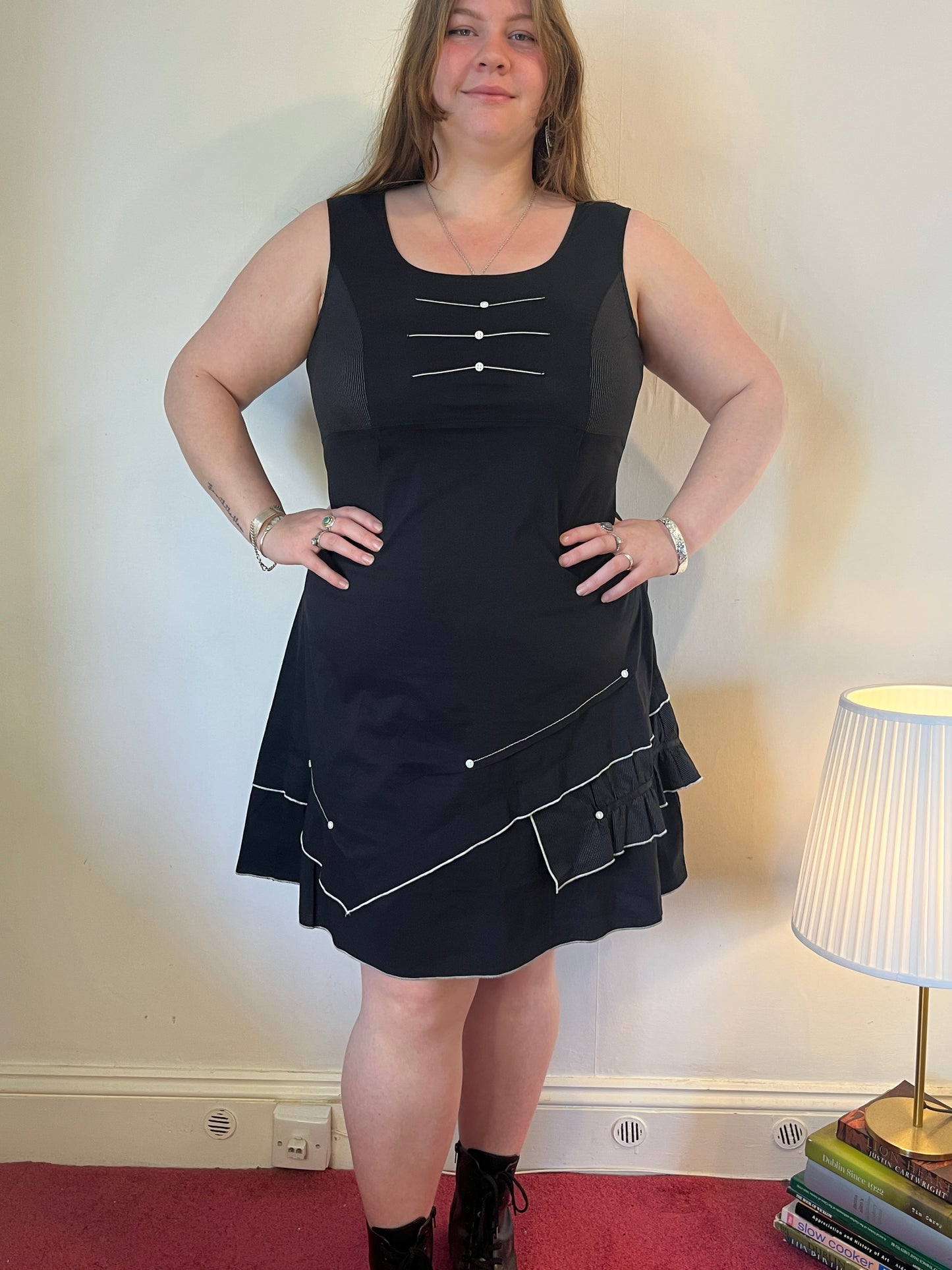 Vintage black layered mini dress - UK 20