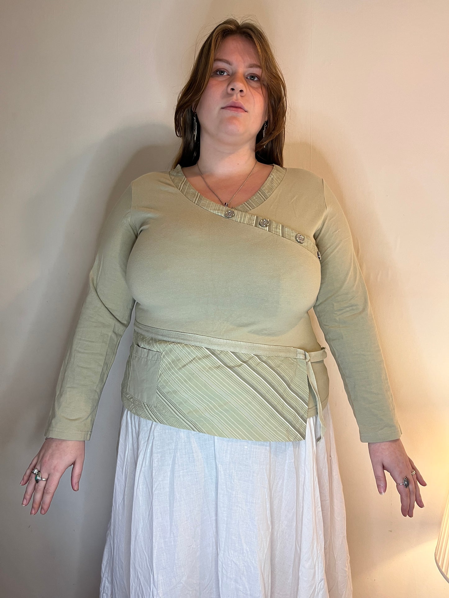 Vintage asymmetrical green t shirt