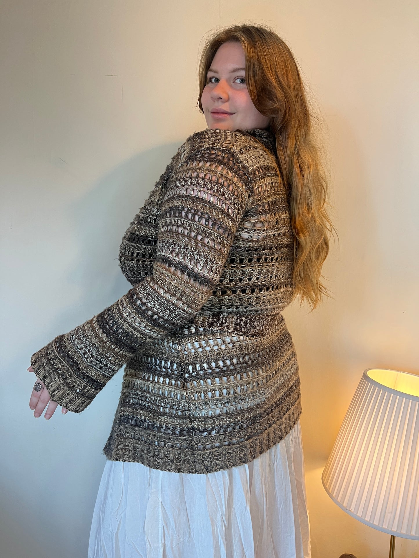 Vintage brown crochet cardigan