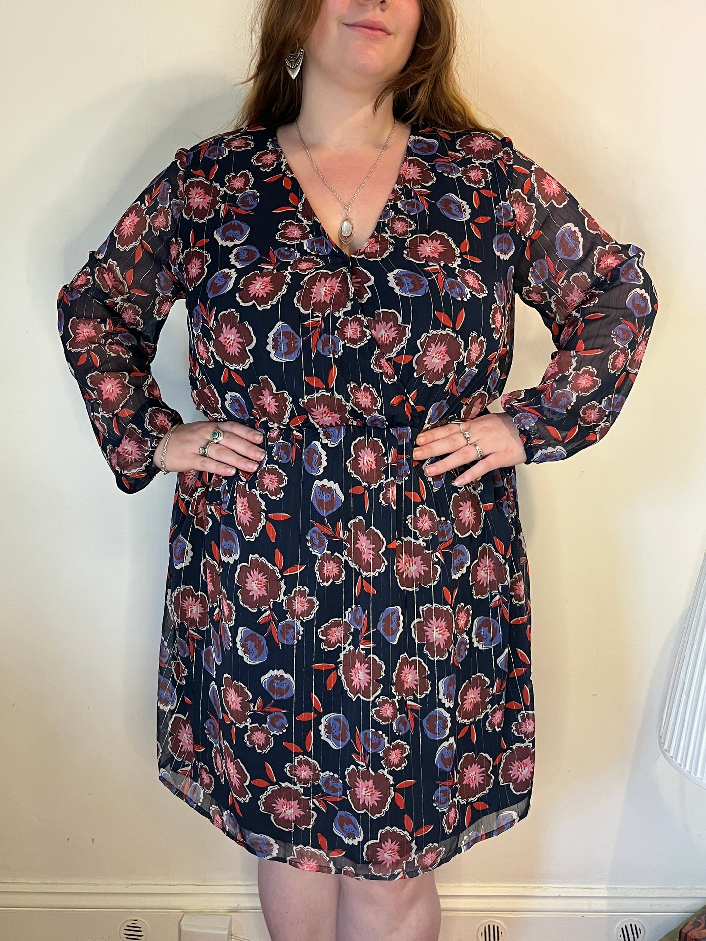 Dark floral midi dress - UK 24