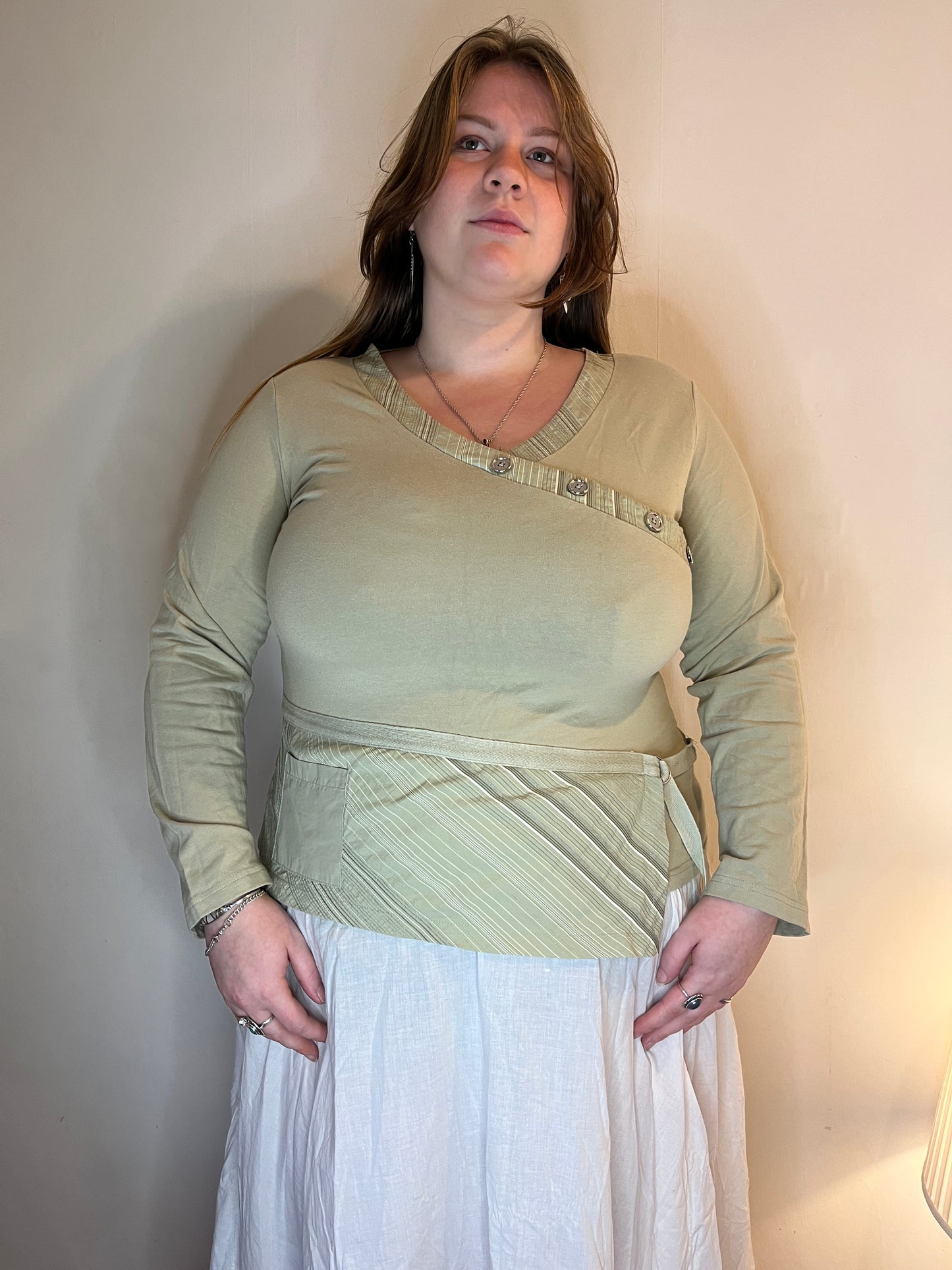 Vintage asymmetrical green t shirt