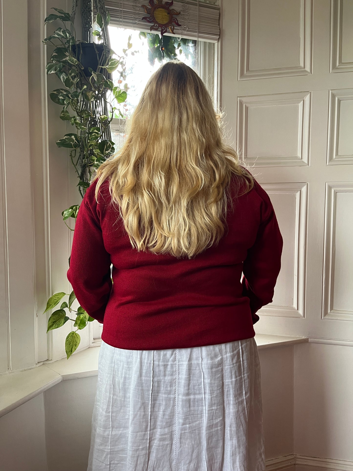 Vintage Red Argyle Jumper - UK 20