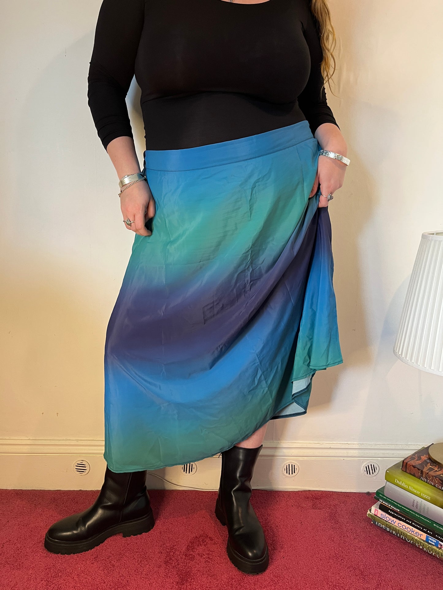 Vintage Blue Ombre Midi Skirt – UK 28