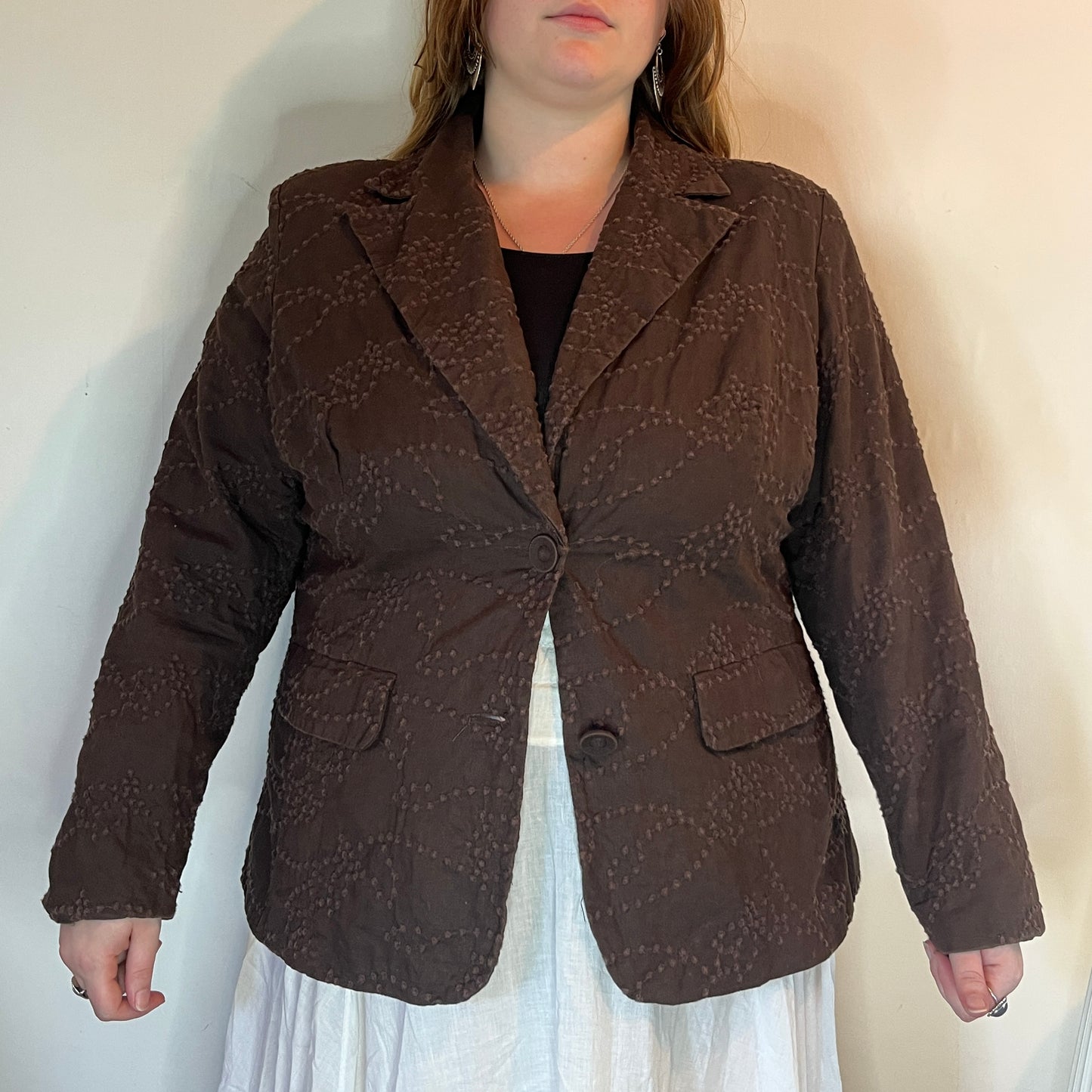Vintage Brown Embroidered Blazer - UK 24