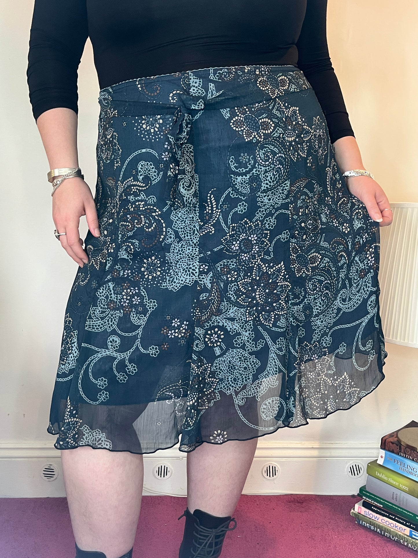 Vintage blue chiffon skirt - UK 26