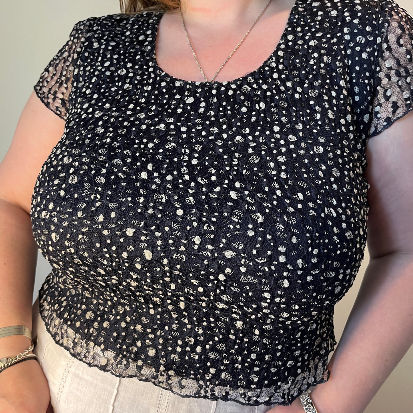 Vintage Crinkle Mesh Dot Tee – UK 18
