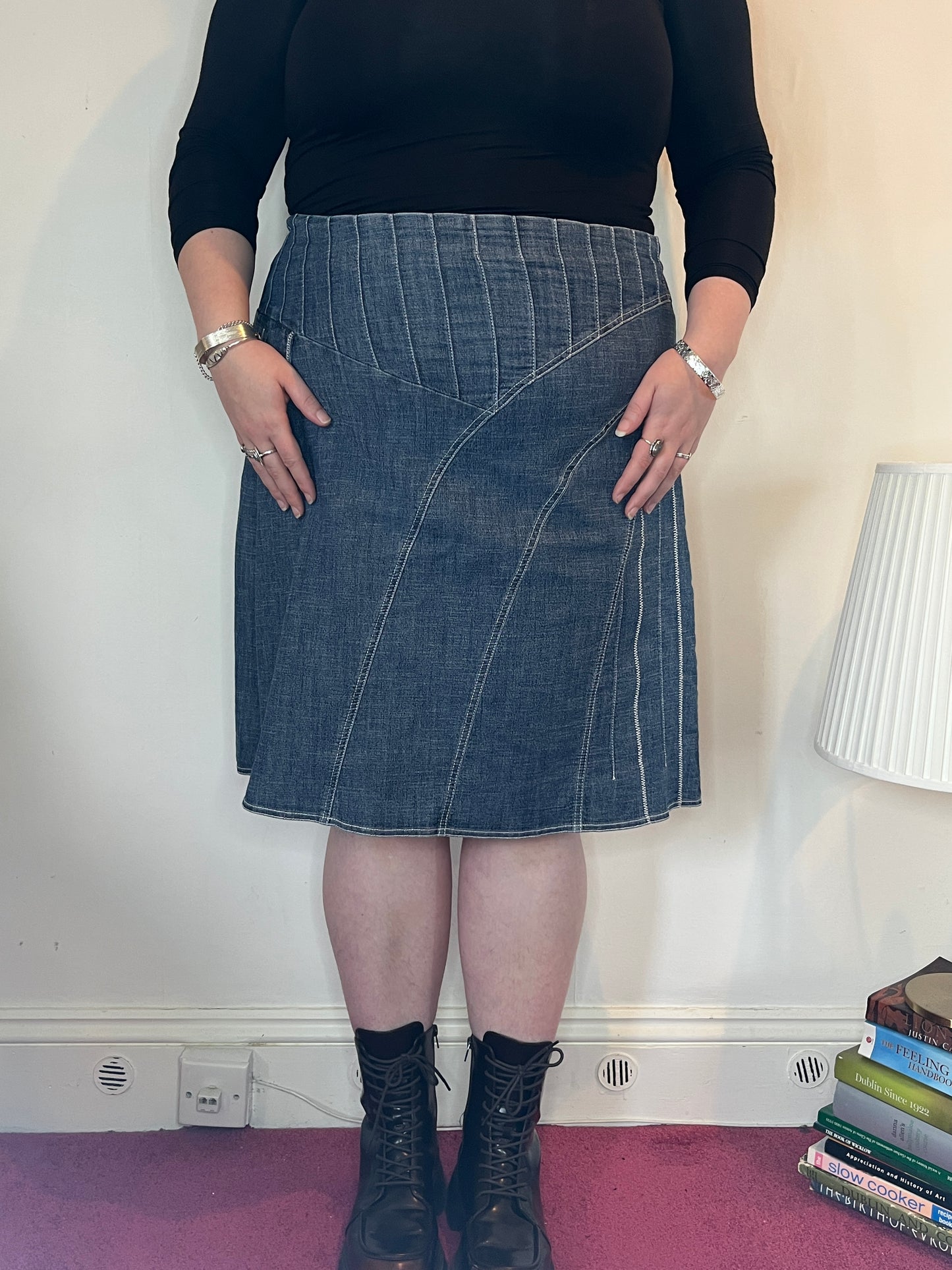 Vintage Denim Midi Skirt - UK 22