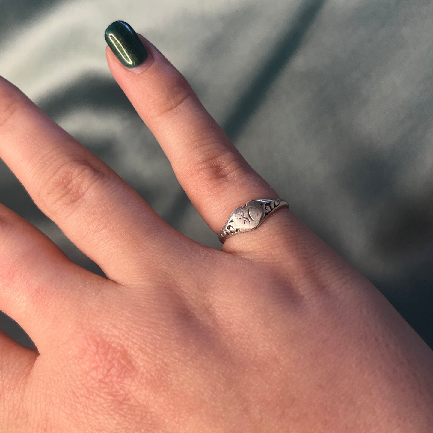 Silver Mini Heart Signet Ring