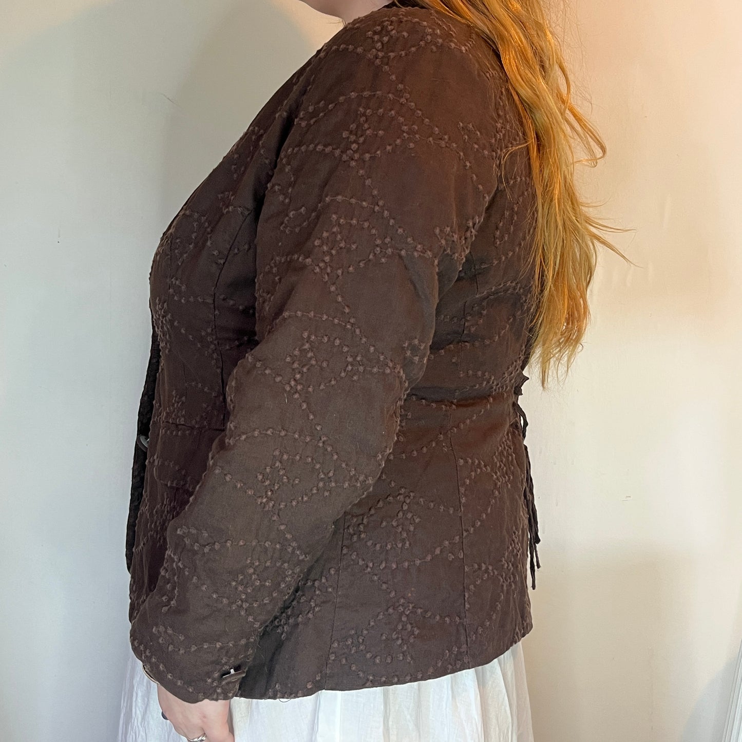 Vintage Brown Embroidered Blazer - UK 24