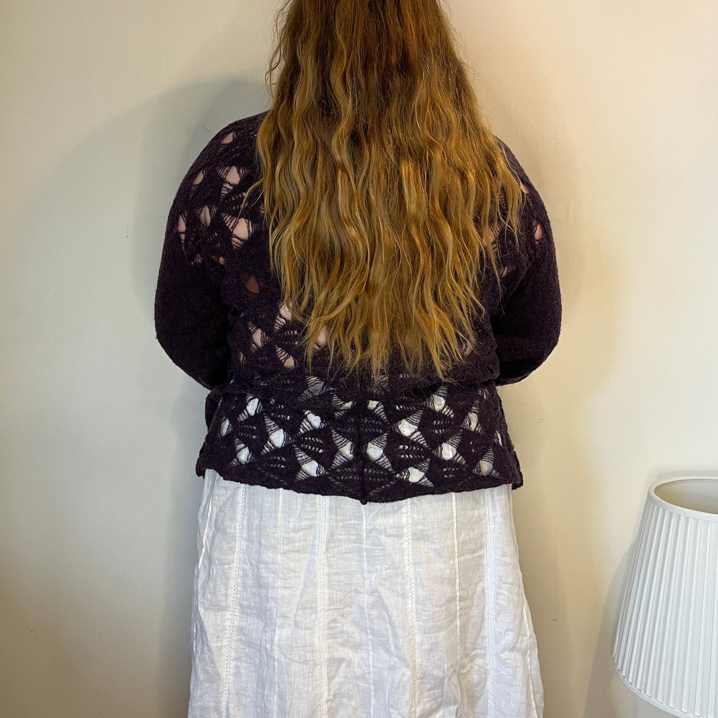 Vintage handmade purple knit cardigan - UK 26