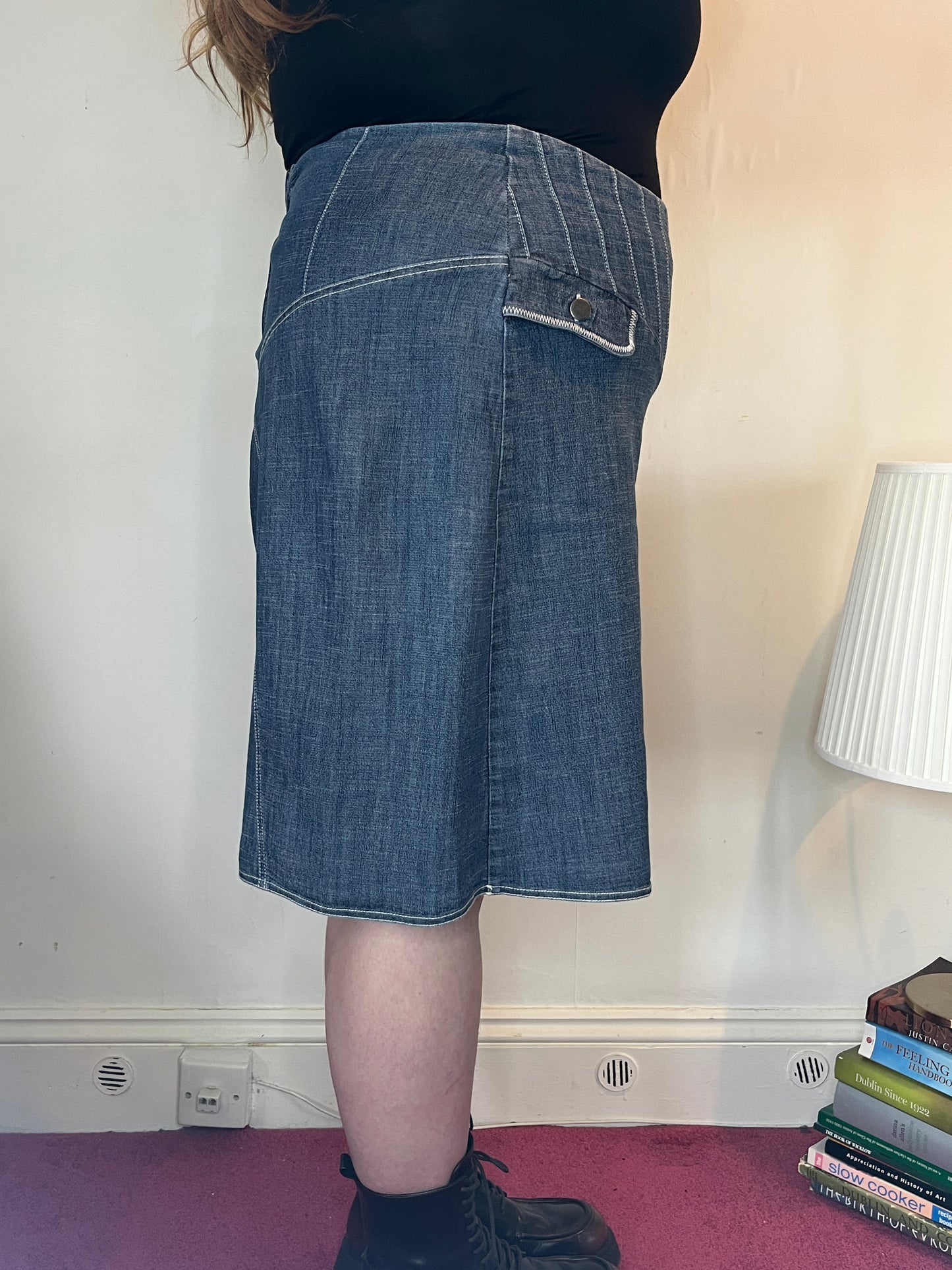 Vintage Denim Midi Skirt - UK 22