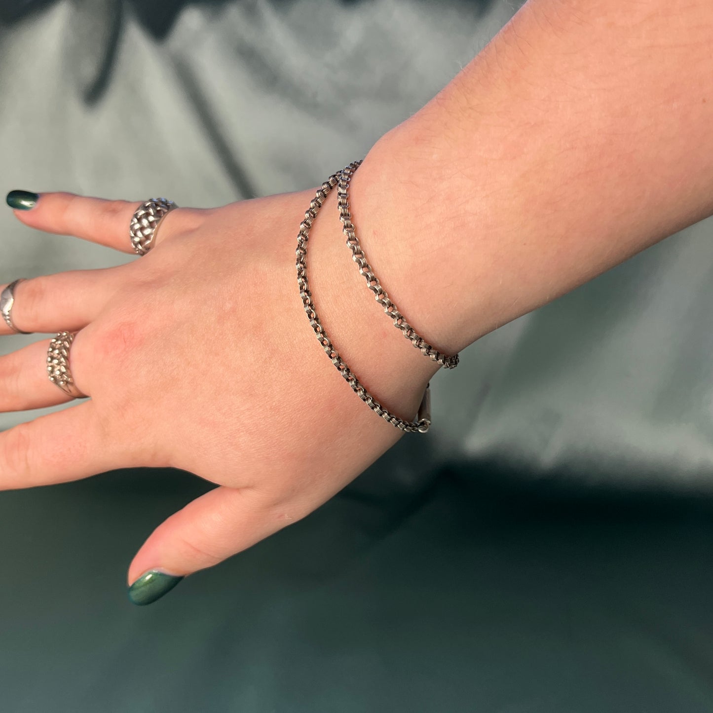 Thin Silver Cable Chain Double Wrap Bracelet
