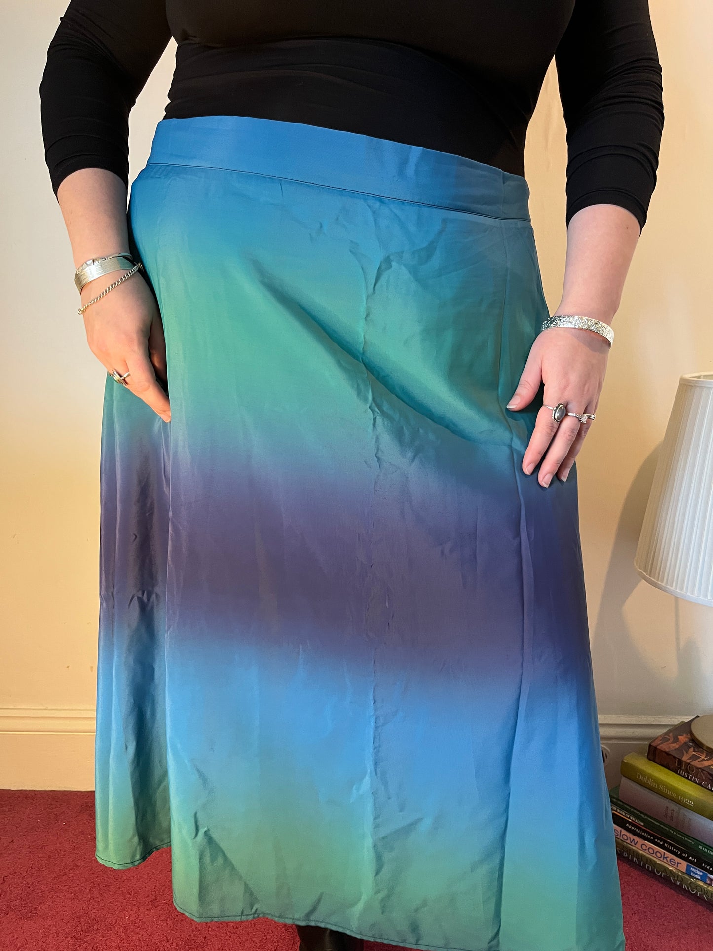 Vintage Blue Ombre Midi Skirt – UK 28
