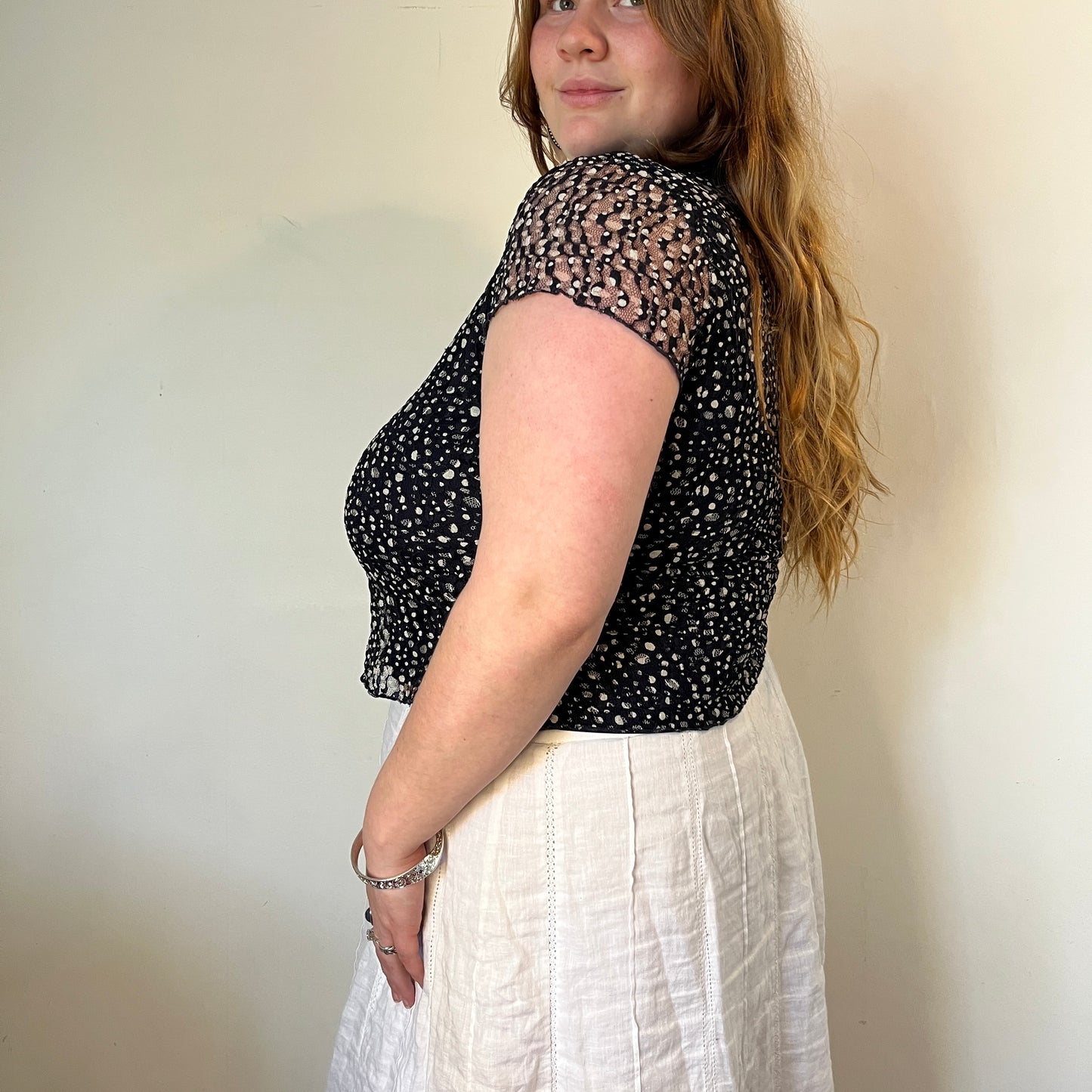 Vintage Crinkle Mesh Dot Tee – UK 18