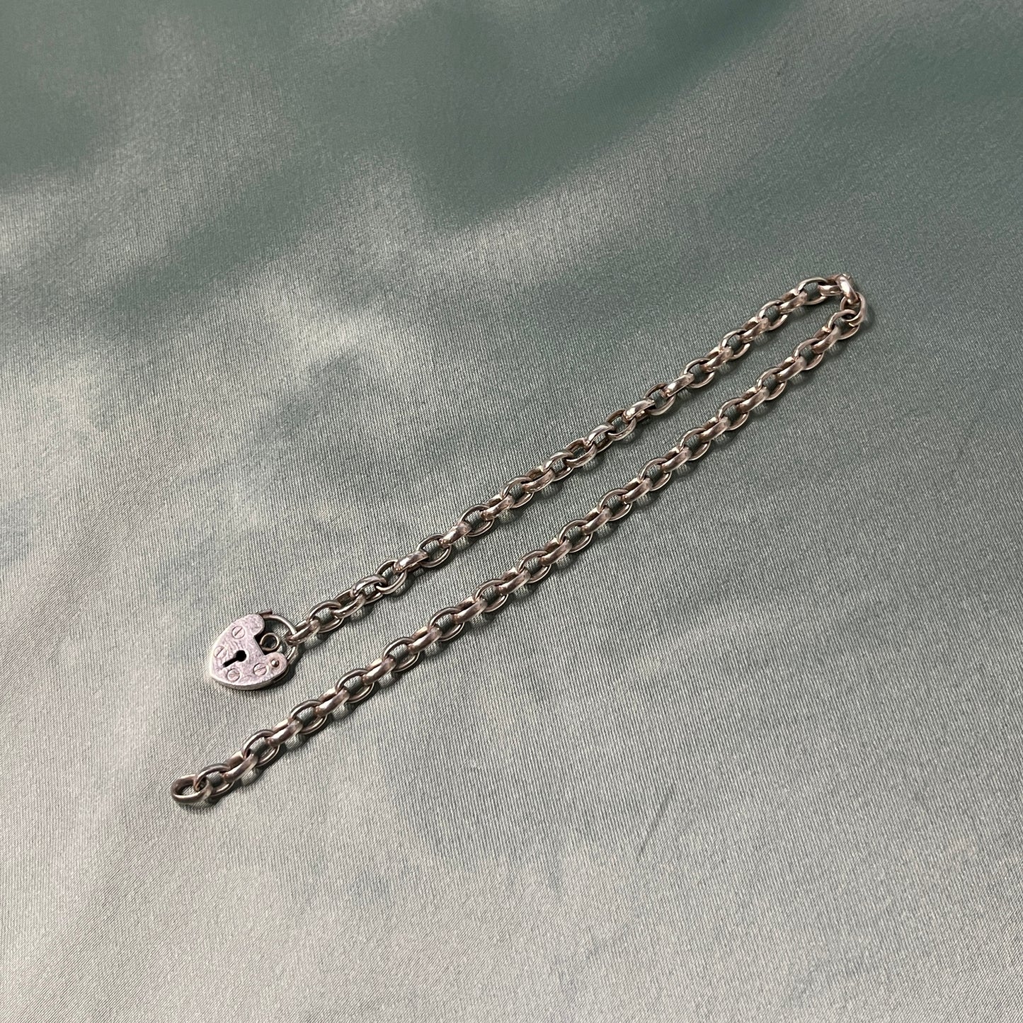 Silver Cable Chain Bracelet with Heart Padlock