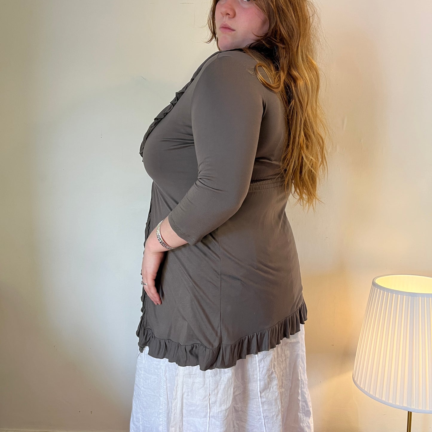 Vintage grey tie front cardigan - UK 18