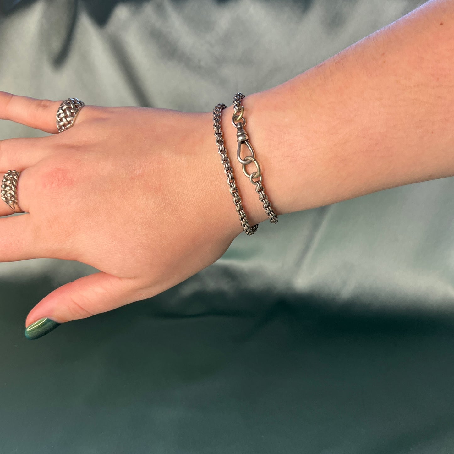 Silver Cable Chain Double Wrap Bracelet