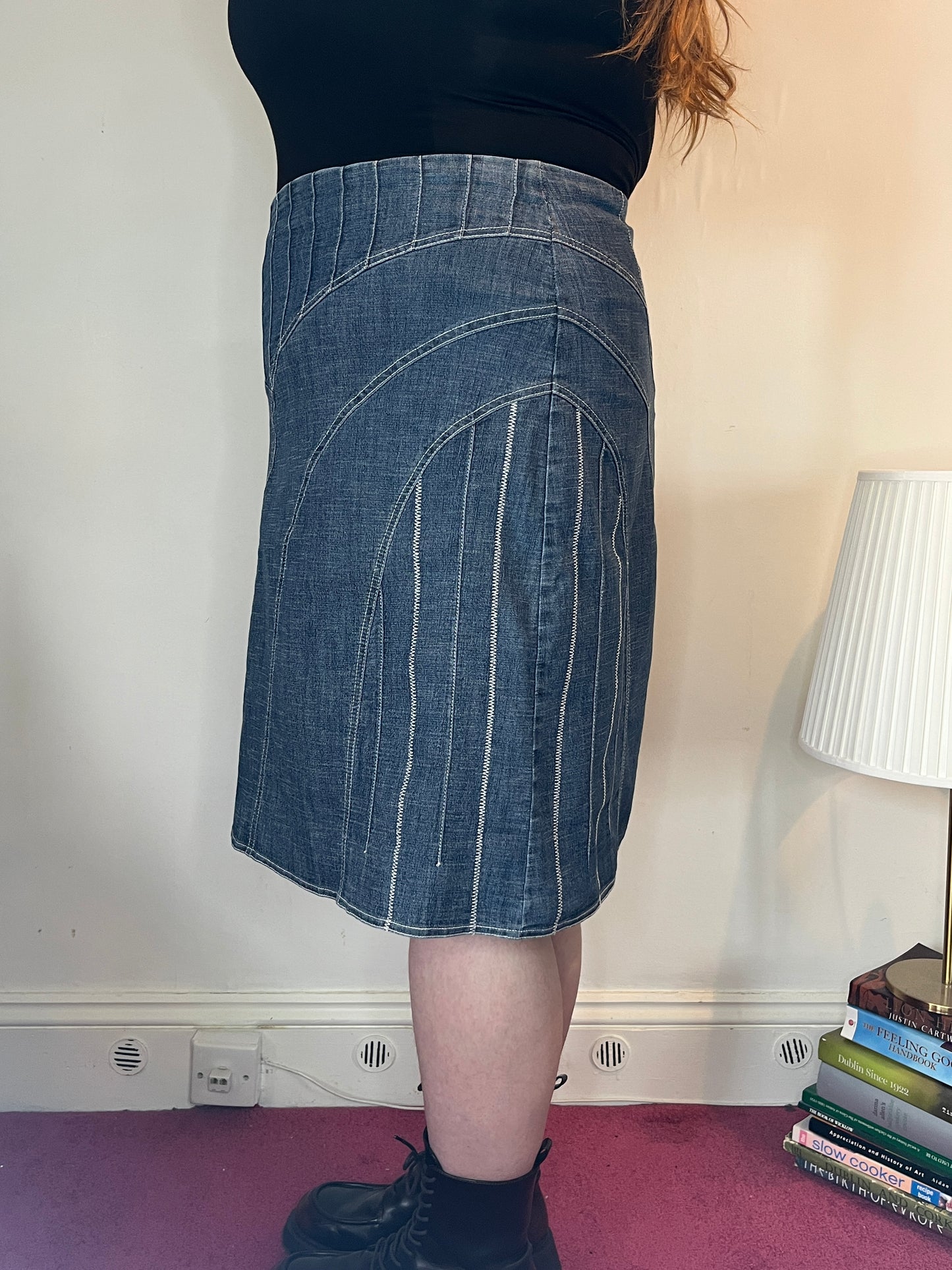 Vintage Denim Midi Skirt - UK 22