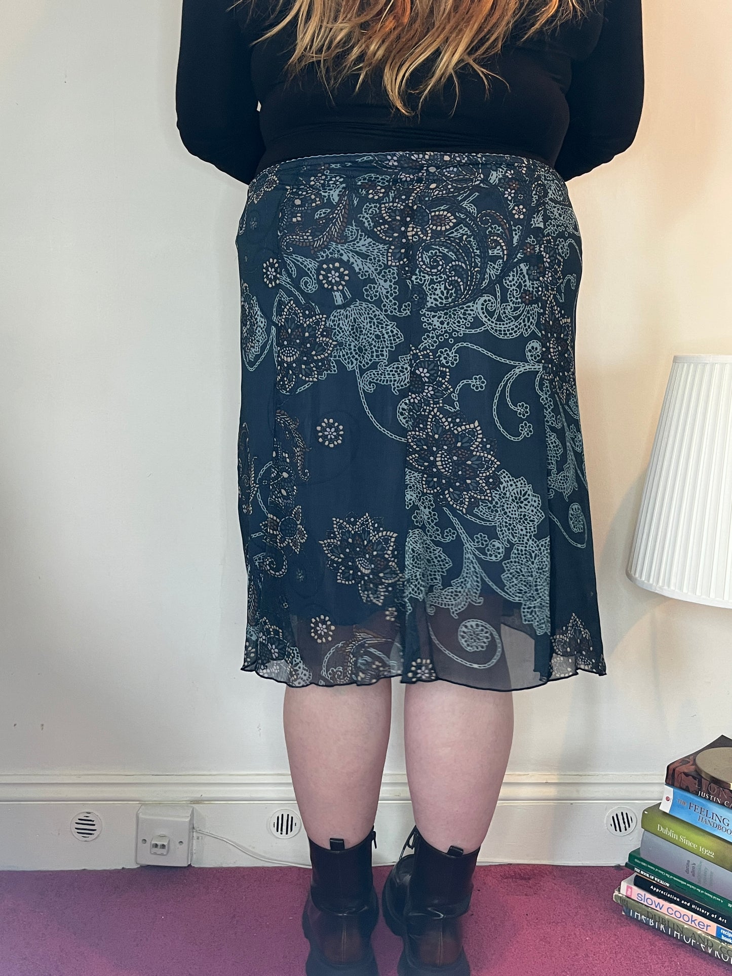 Vintage blue chiffon skirt - UK 26