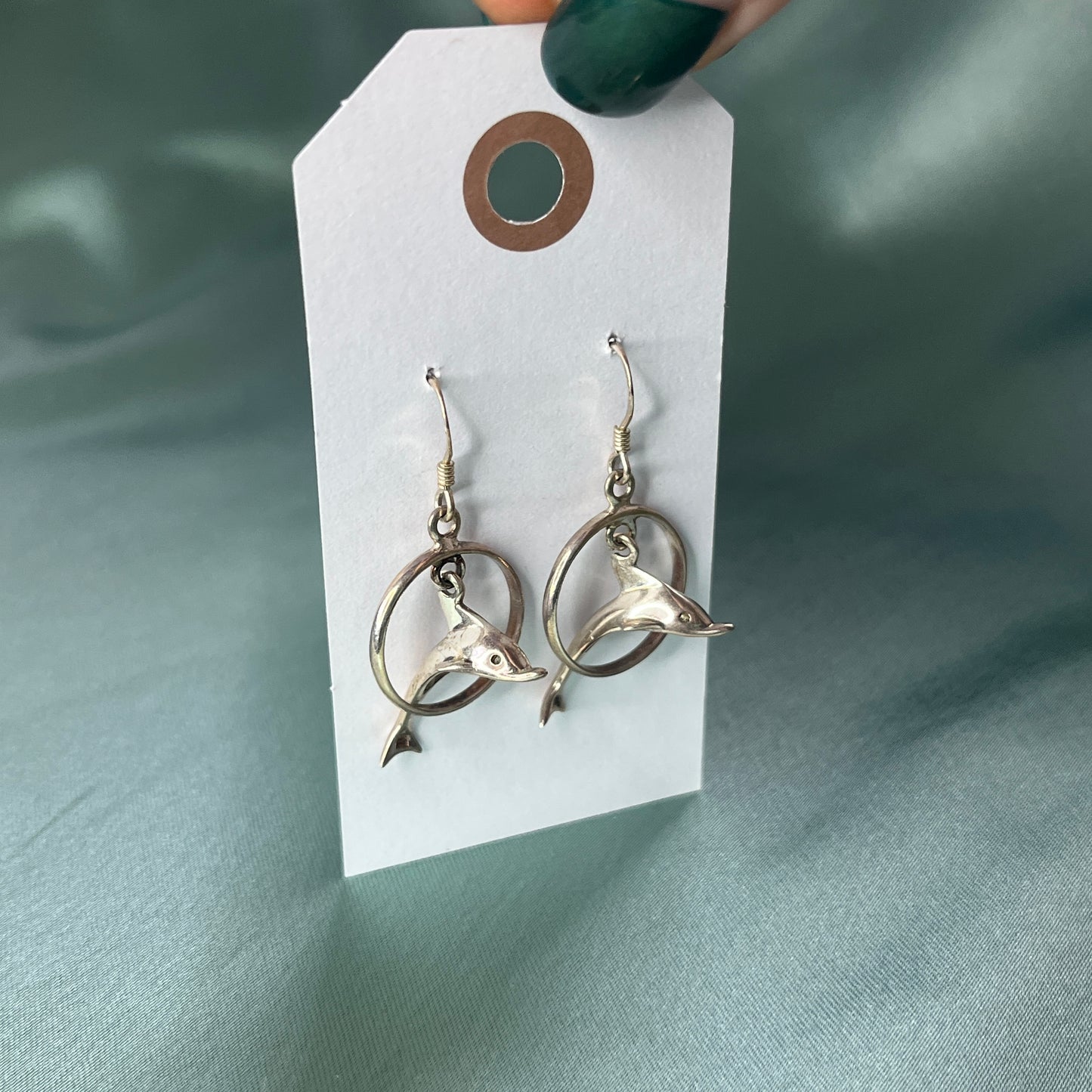 Silver Dolphin in Hoop Earrings