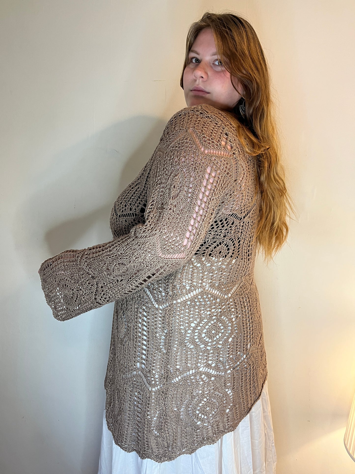 Vintage brown crochet cardigan