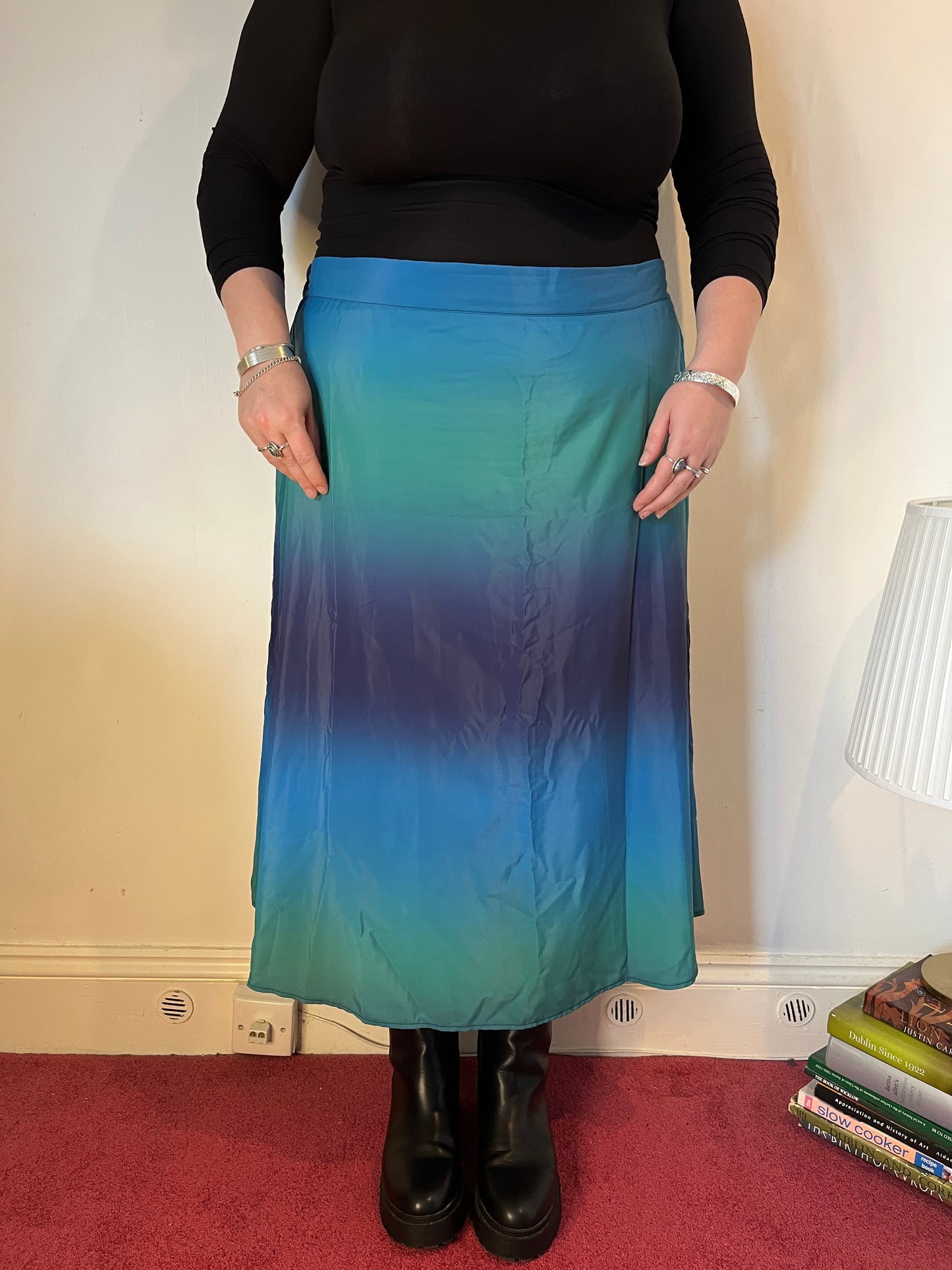 Vintage Blue Ombre Midi Skirt – UK 28