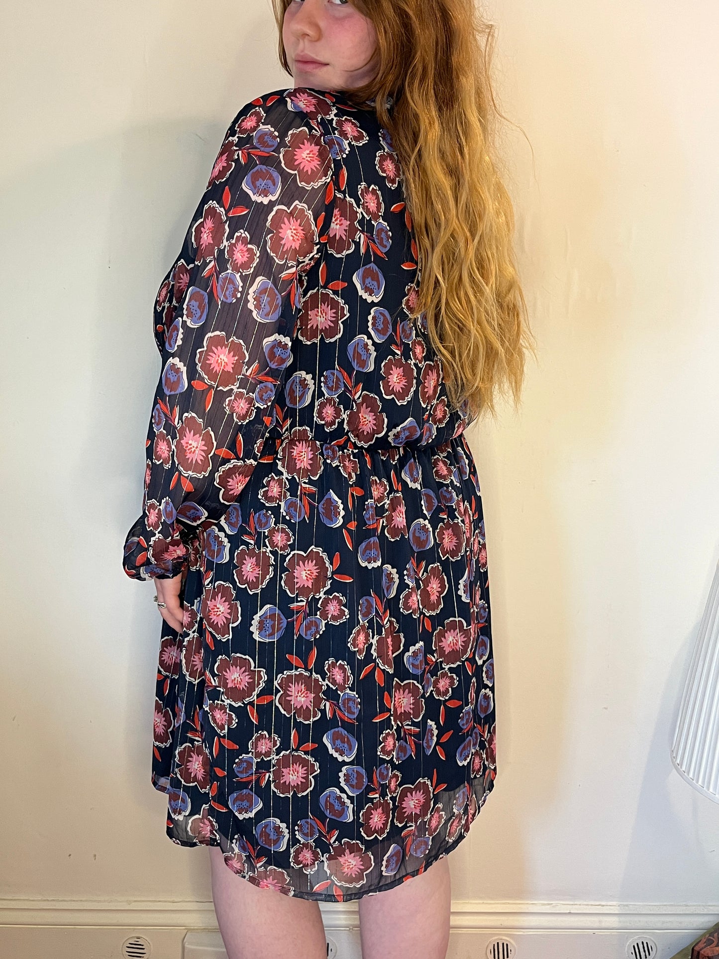 Dark floral midi dress - UK 24