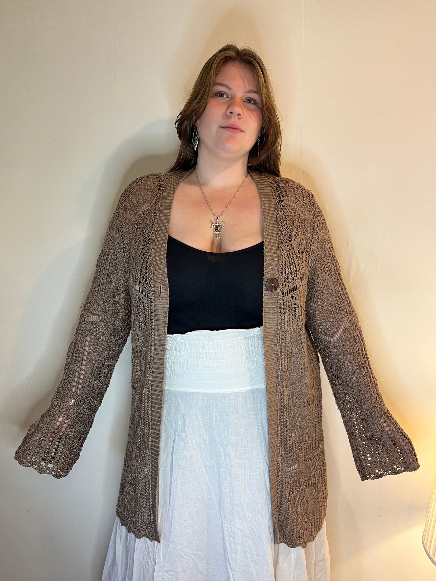 Vintage brown crochet cardigan