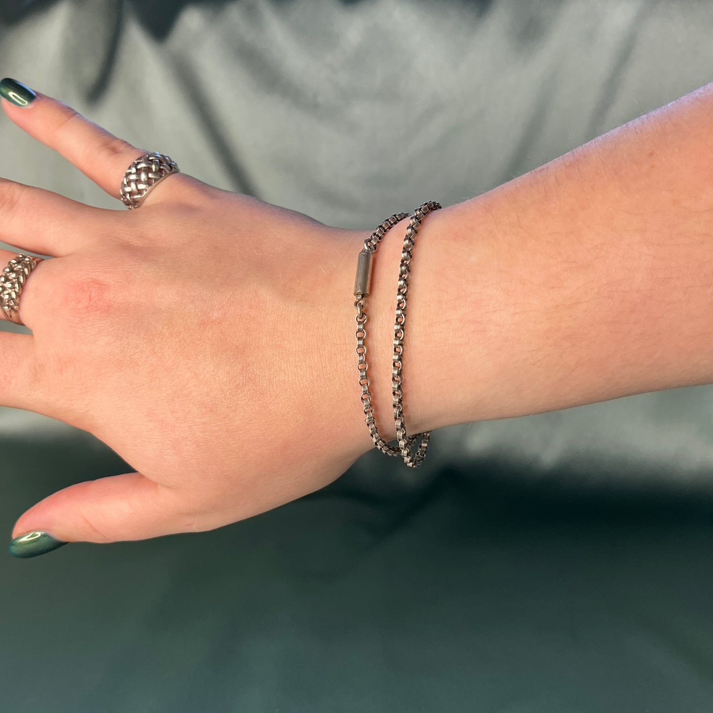 Thin Silver Cable Chain Double Wrap Bracelet