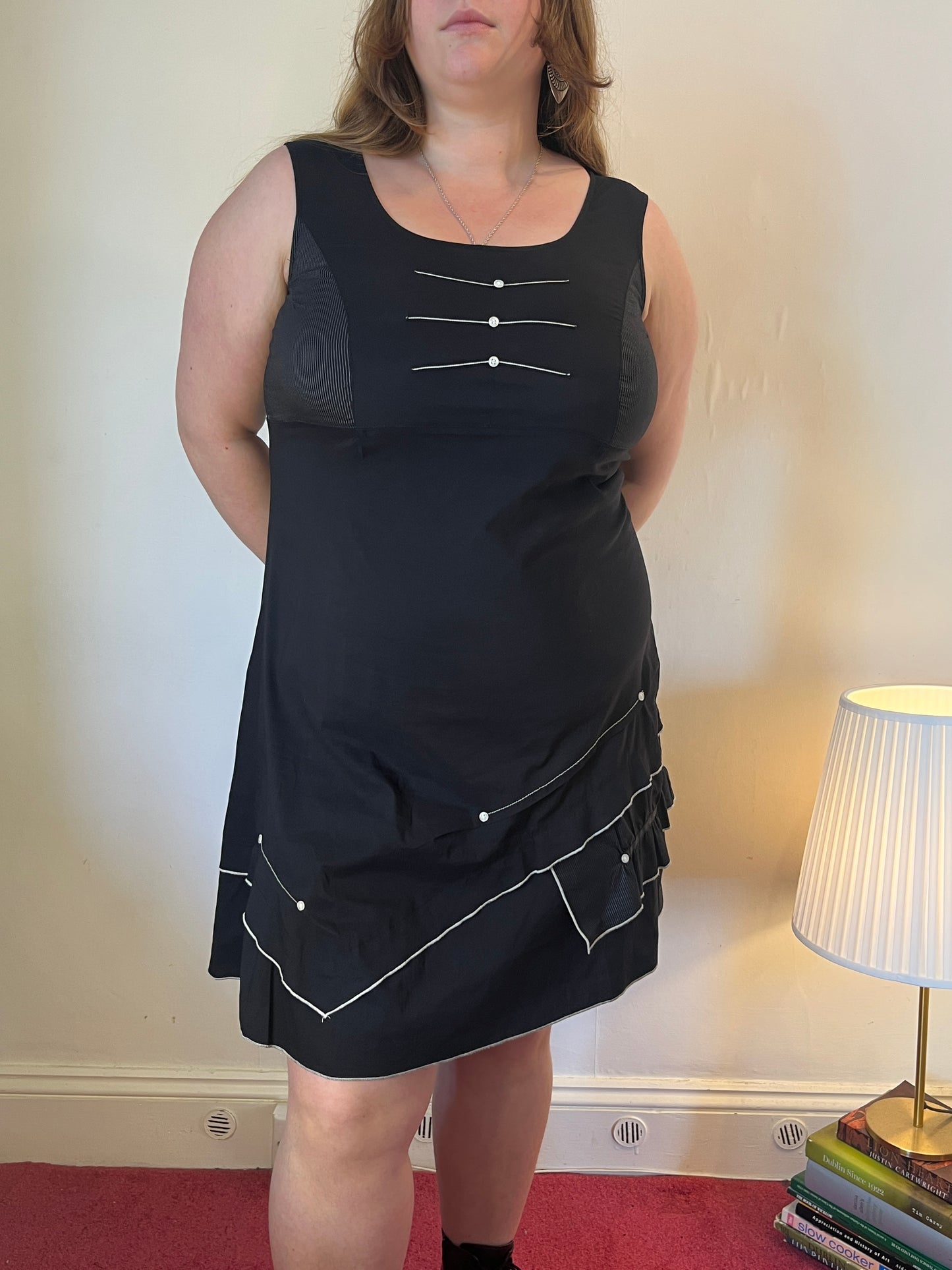Vintage black layered mini dress - UK 20