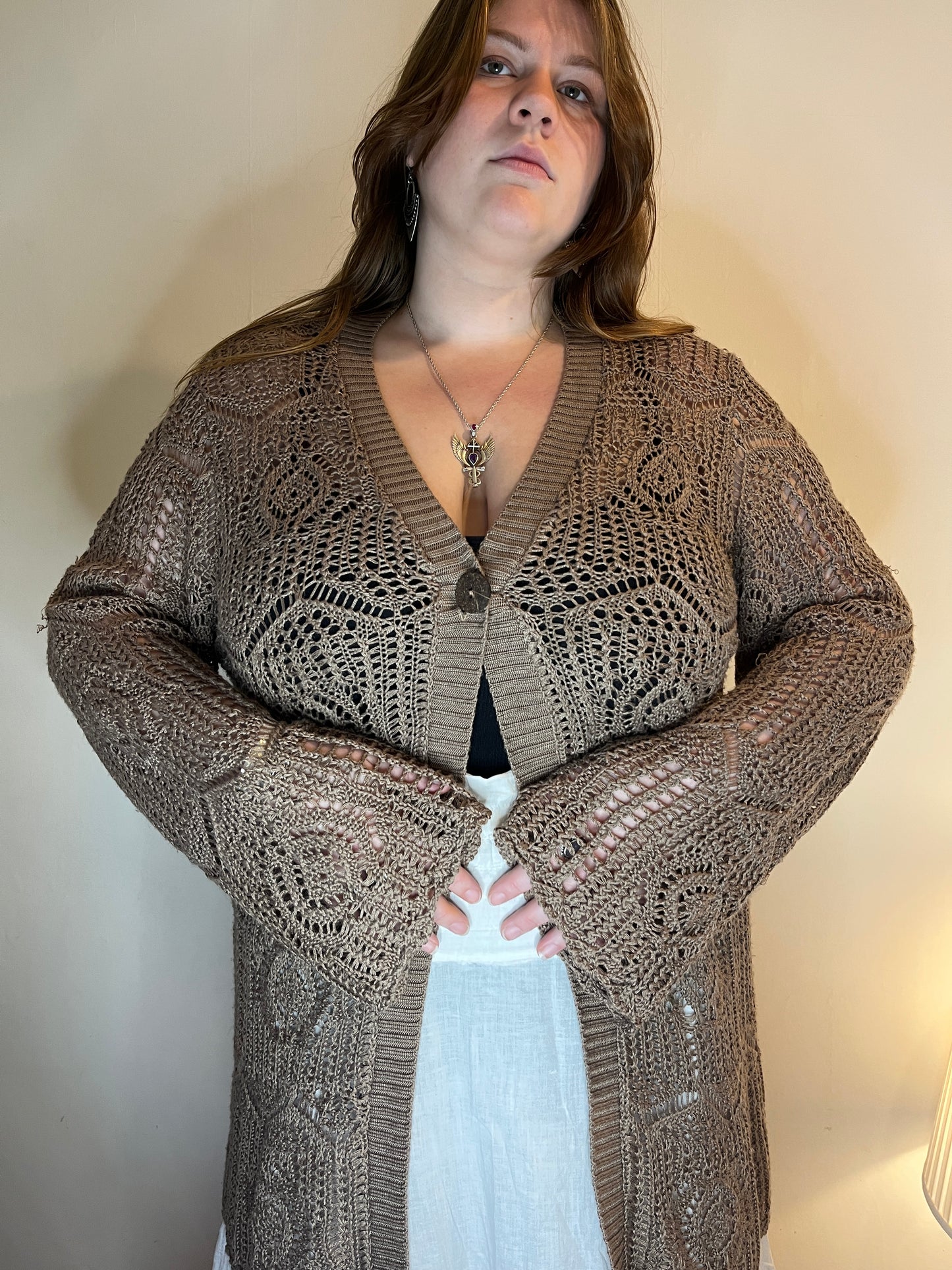 Vintage brown crochet cardigan
