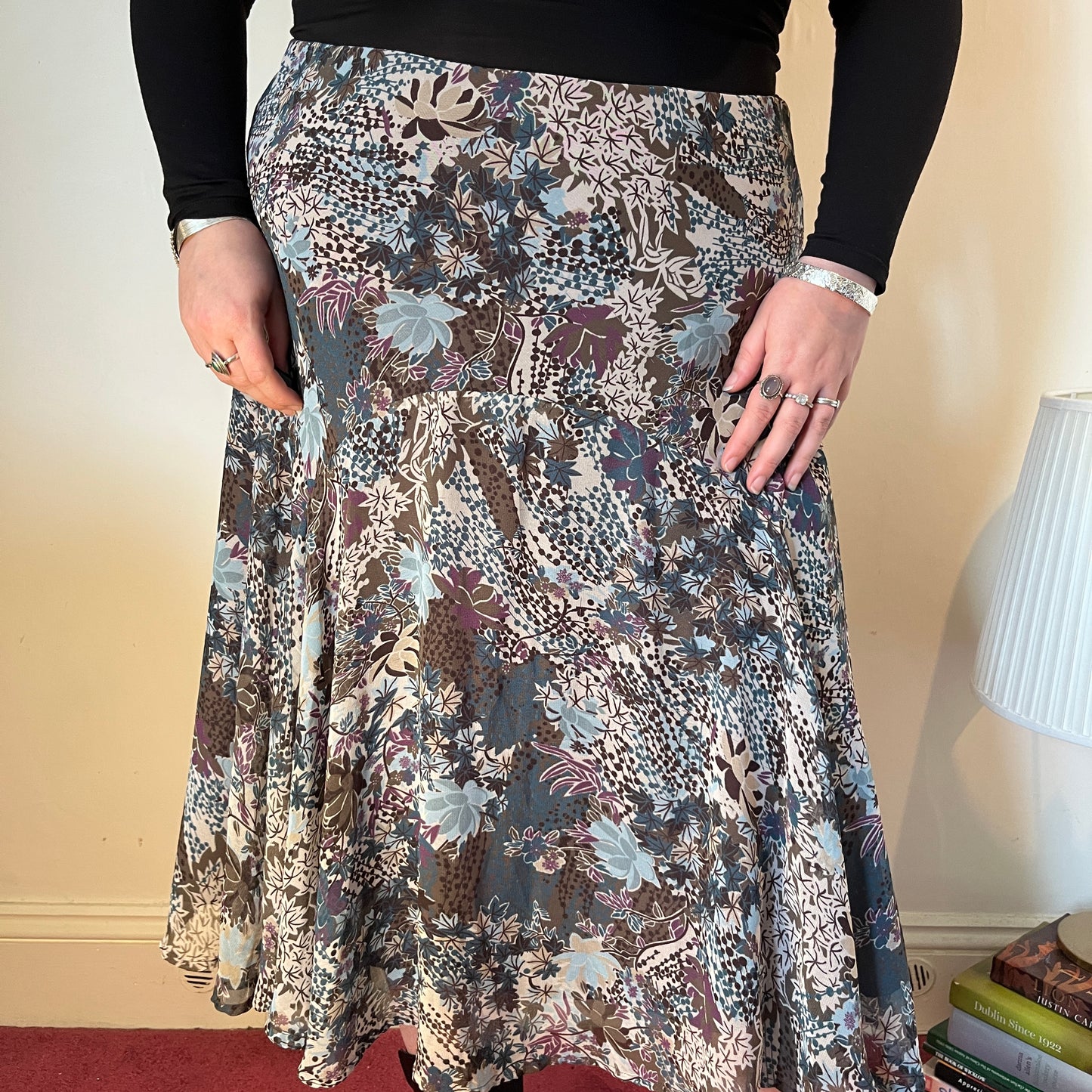 Vintage Floral Mesh Midi Skirt – UK 20