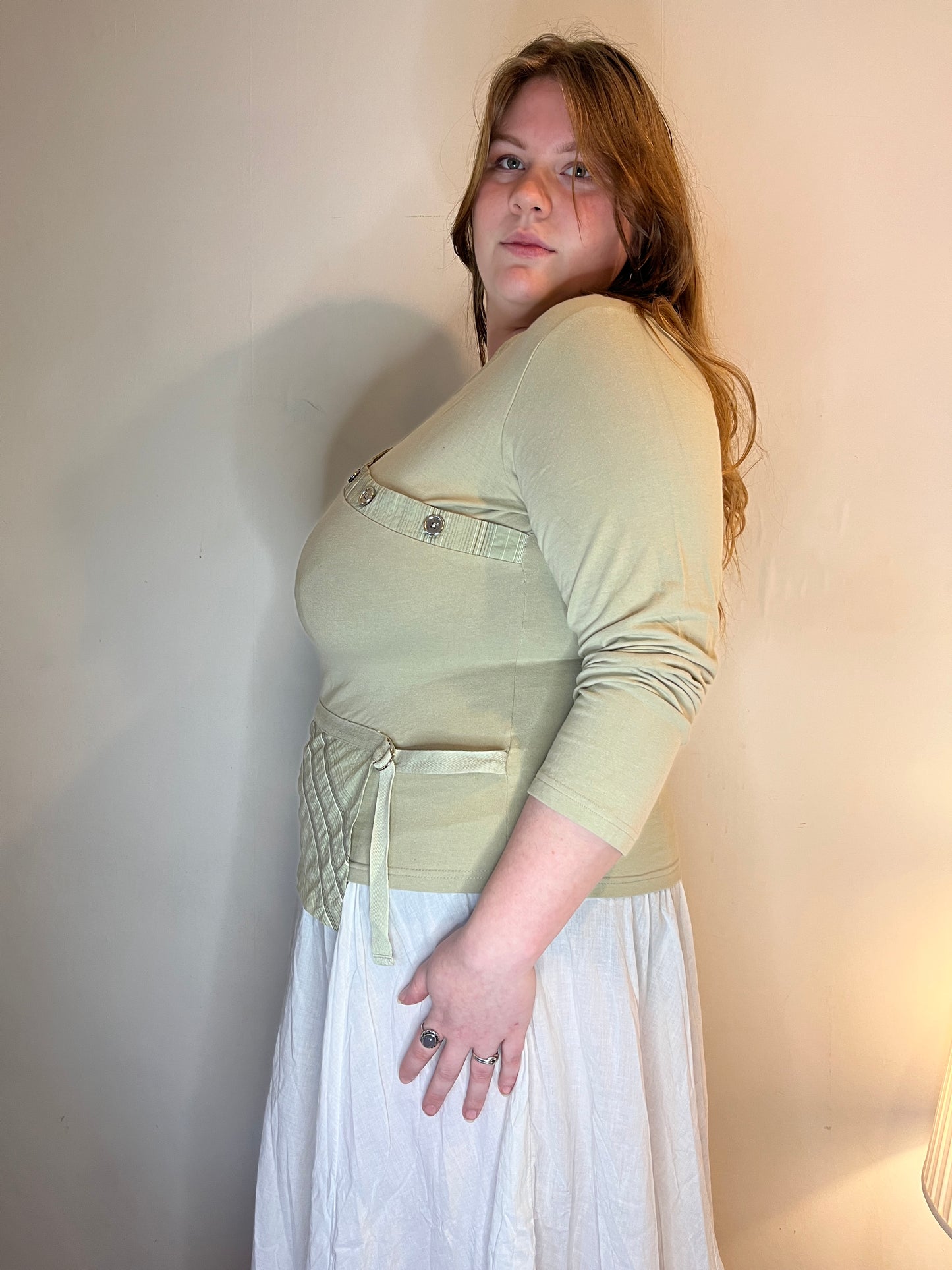 Vintage asymmetrical green t shirt
