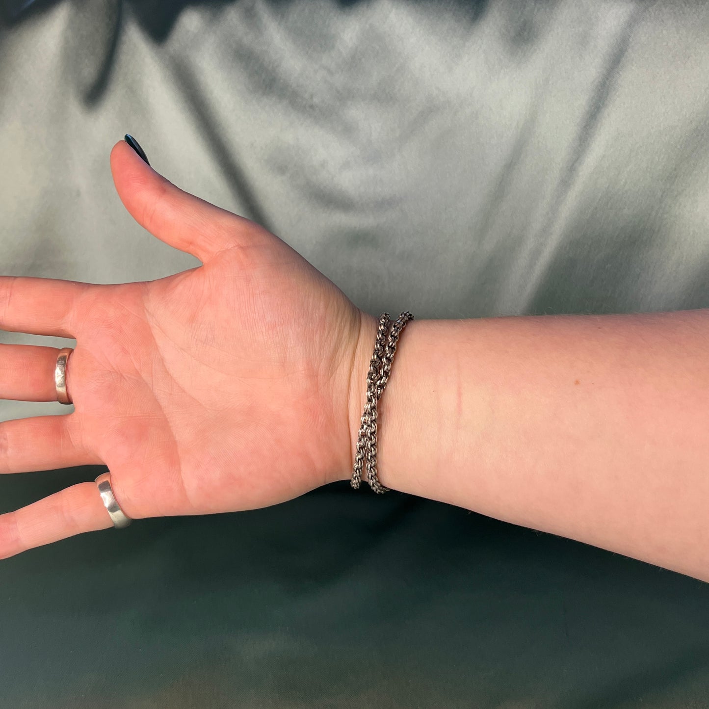 Silver Cable Chain Double Wrap Bracelet