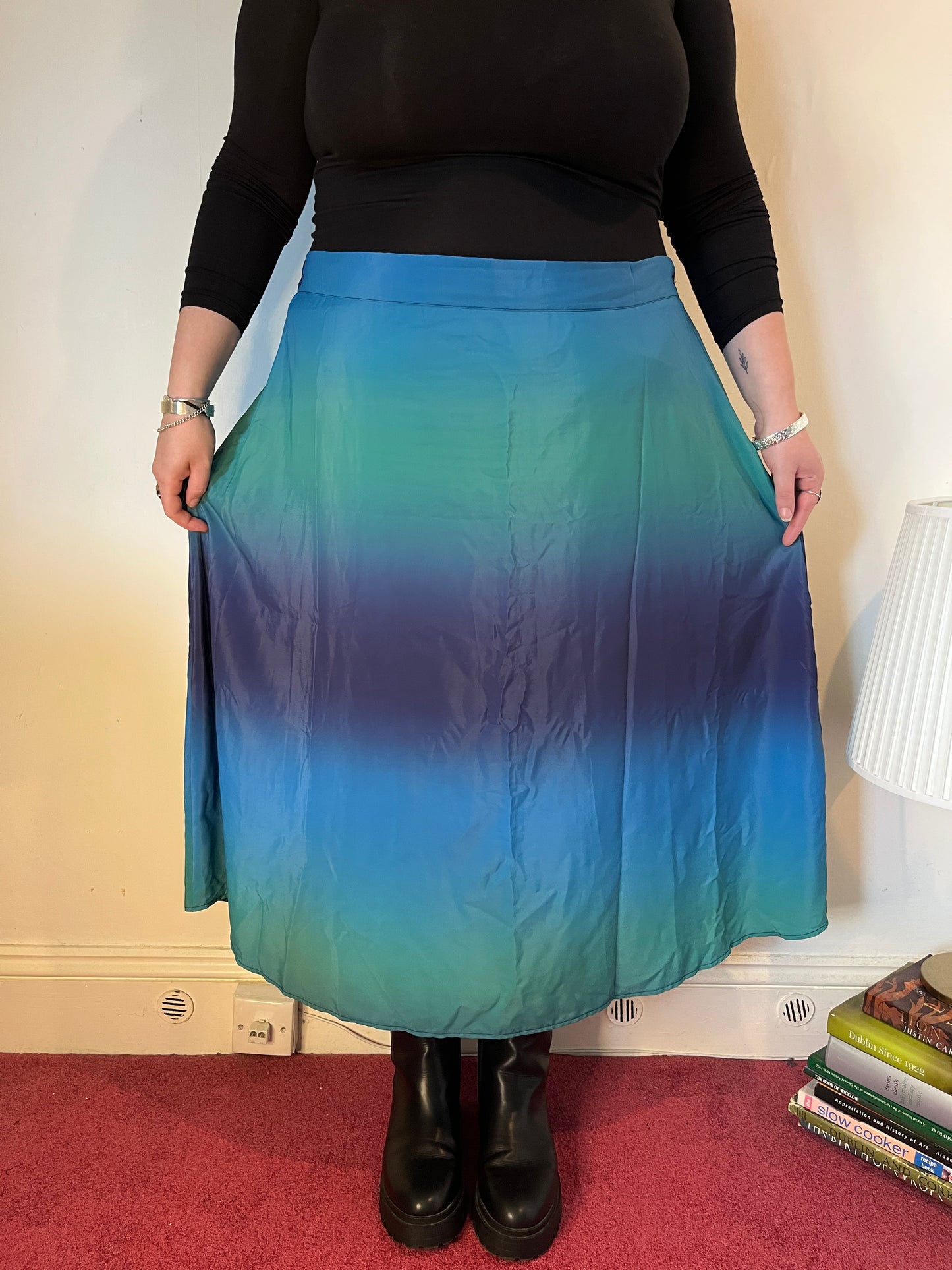 Vintage Blue Ombre Midi Skirt – UK 28