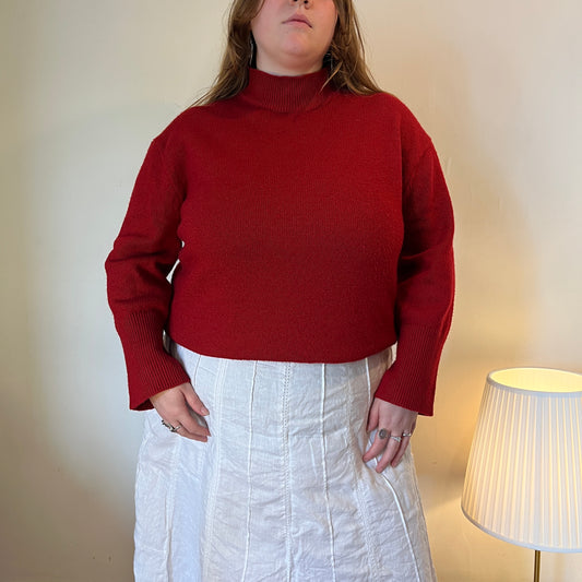 Red knit mock neck jumper - 2XL