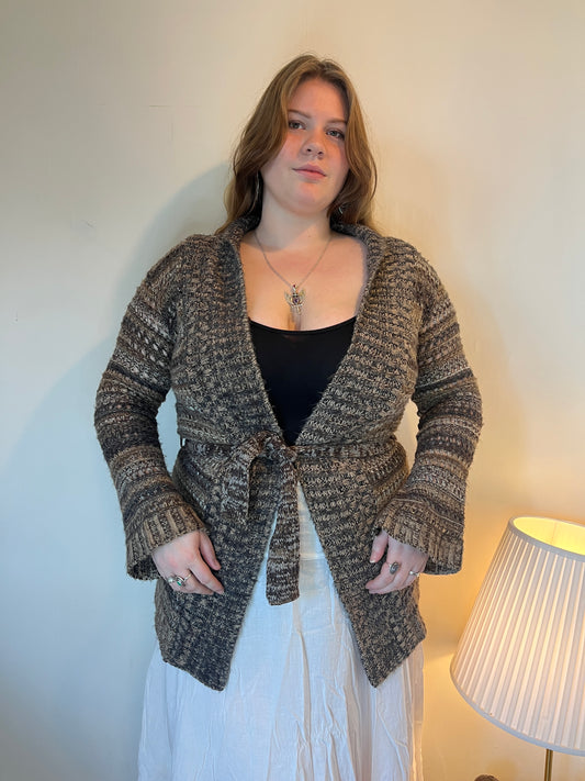 Vintage brown crochet cardigan