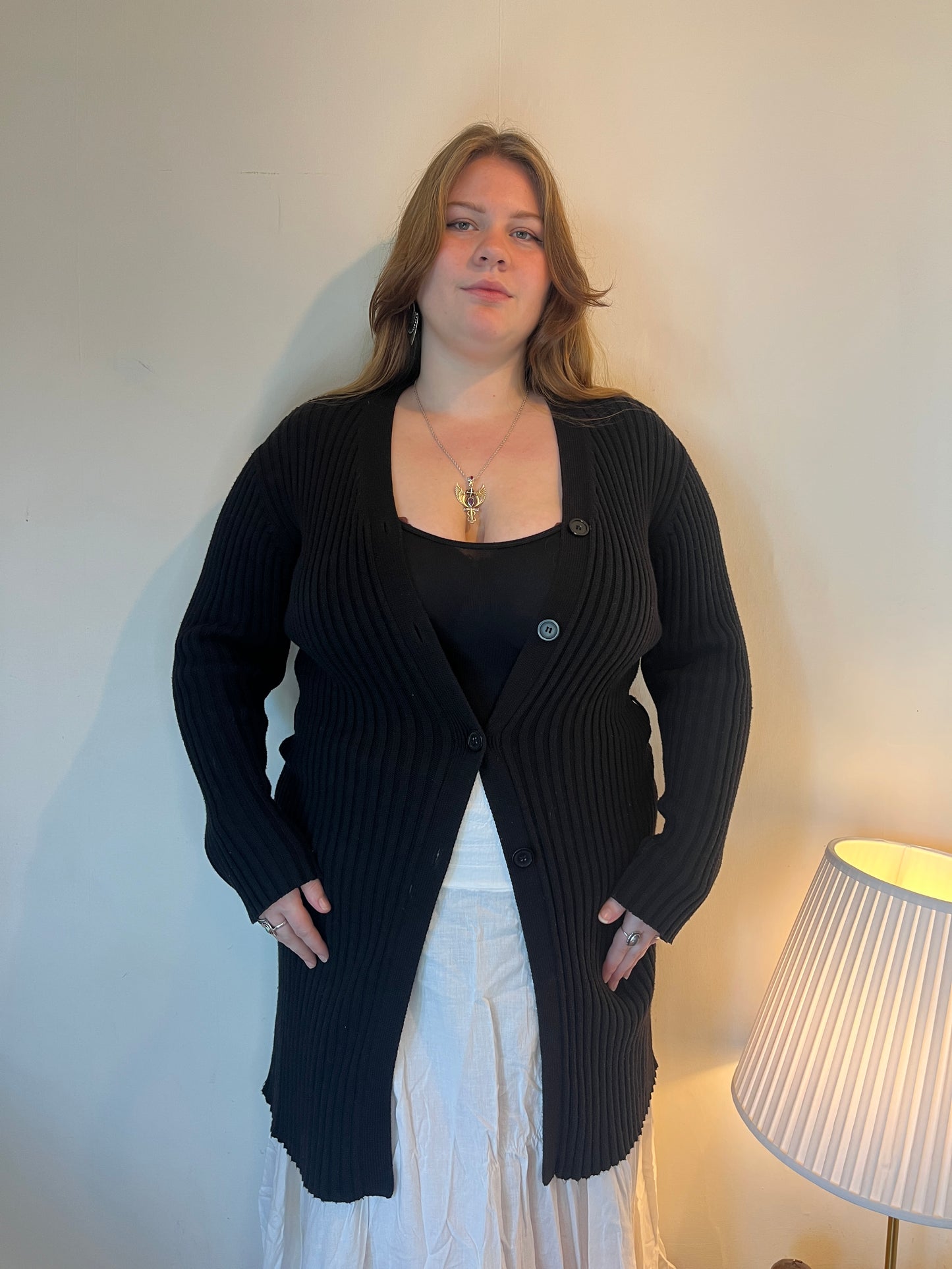 Vintage black ribbed cardigan